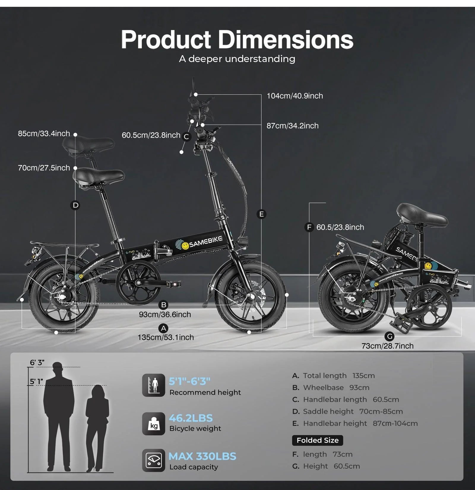 Samebike YINYU14 14” Electric Bike 36V 7.8A 15