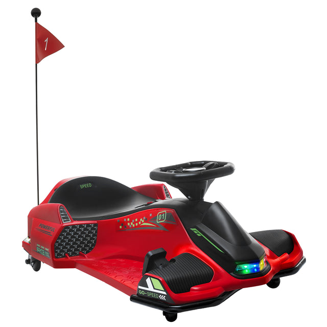 HOMCOM 12V Kids Electric Go Kart with Music, LED Lights, Slow Start