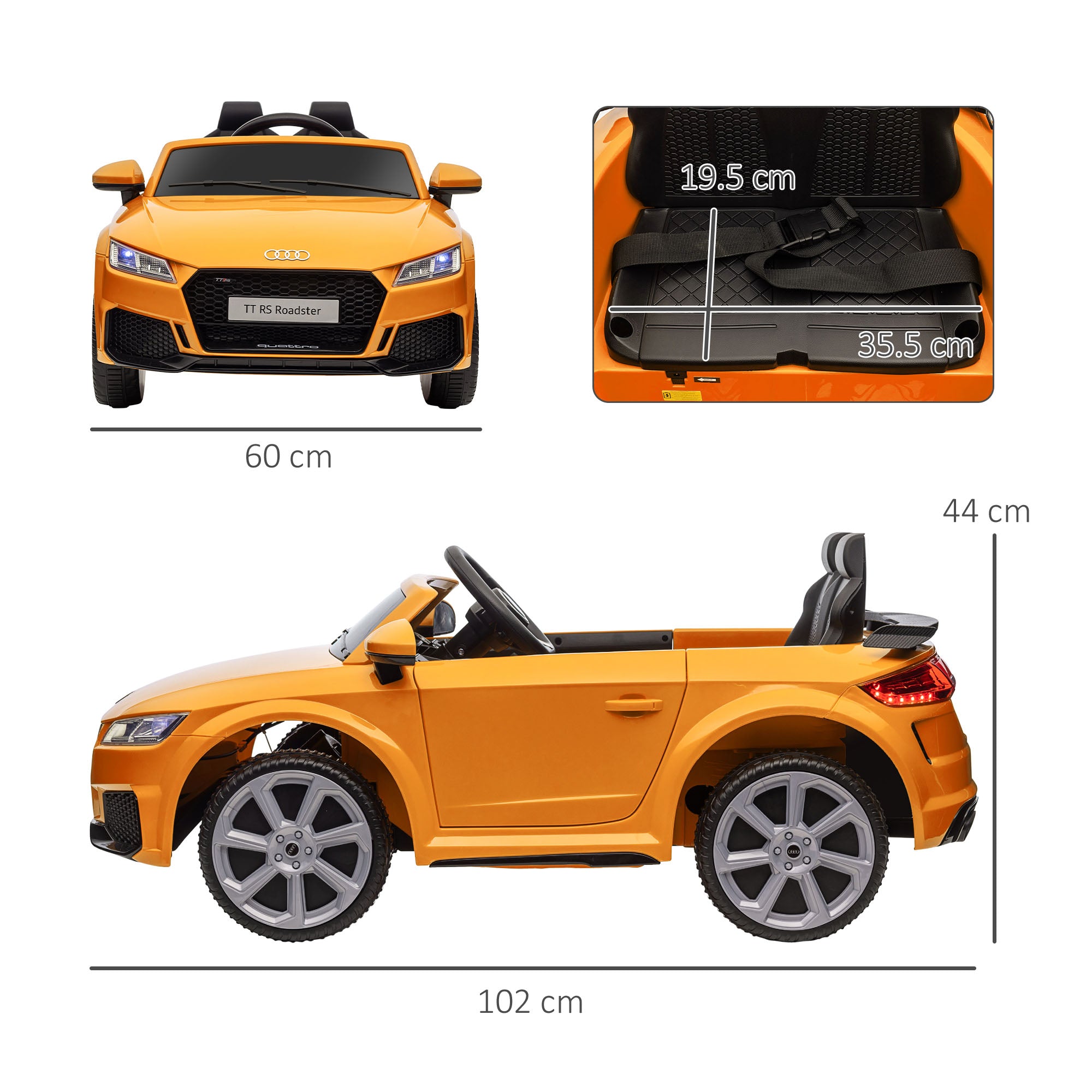 HOMCOM Audi TT / TT RS 12V Kids Ride-On Car - Yellow
