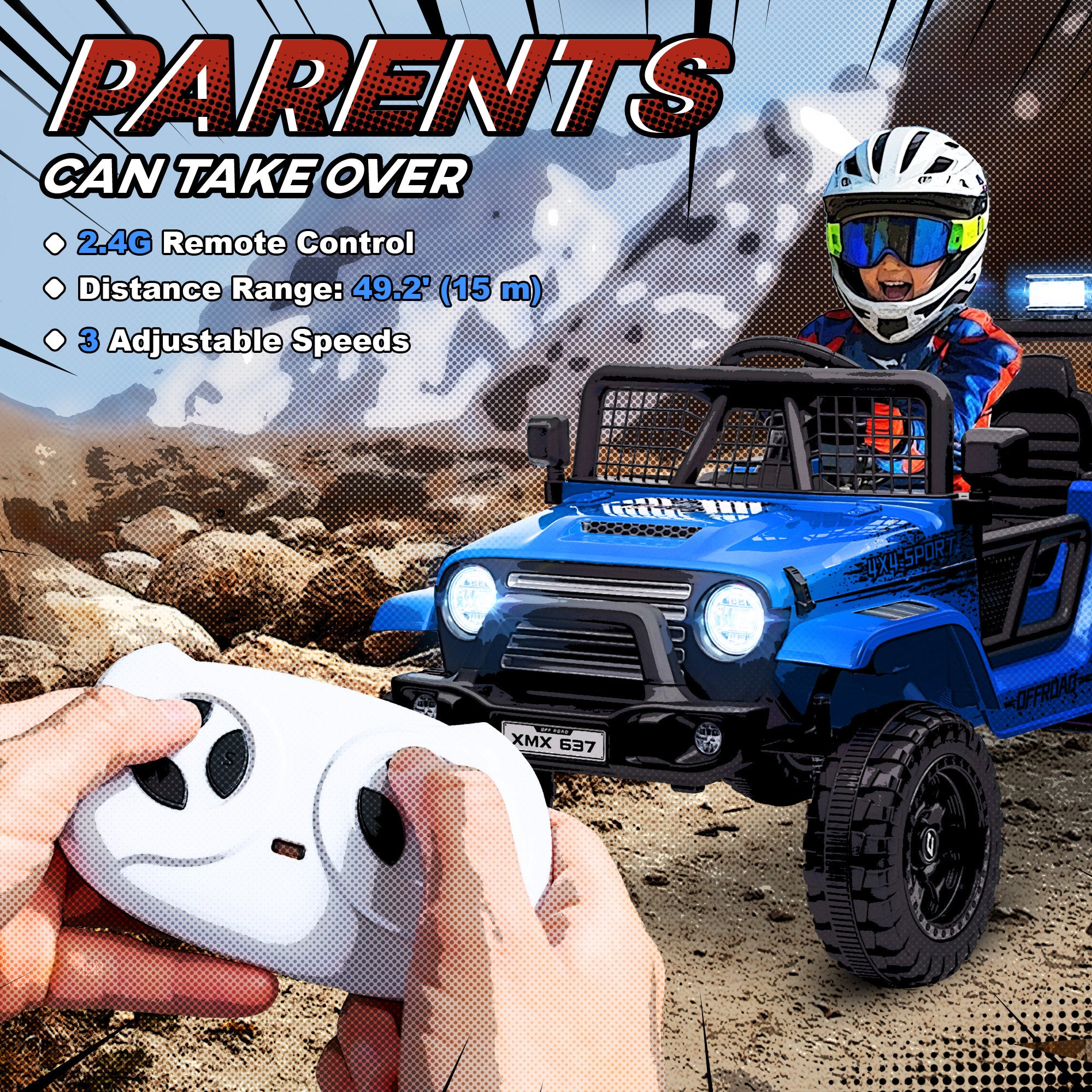 AIYAPLAY 12V Kids Ride-On Truck - Blue