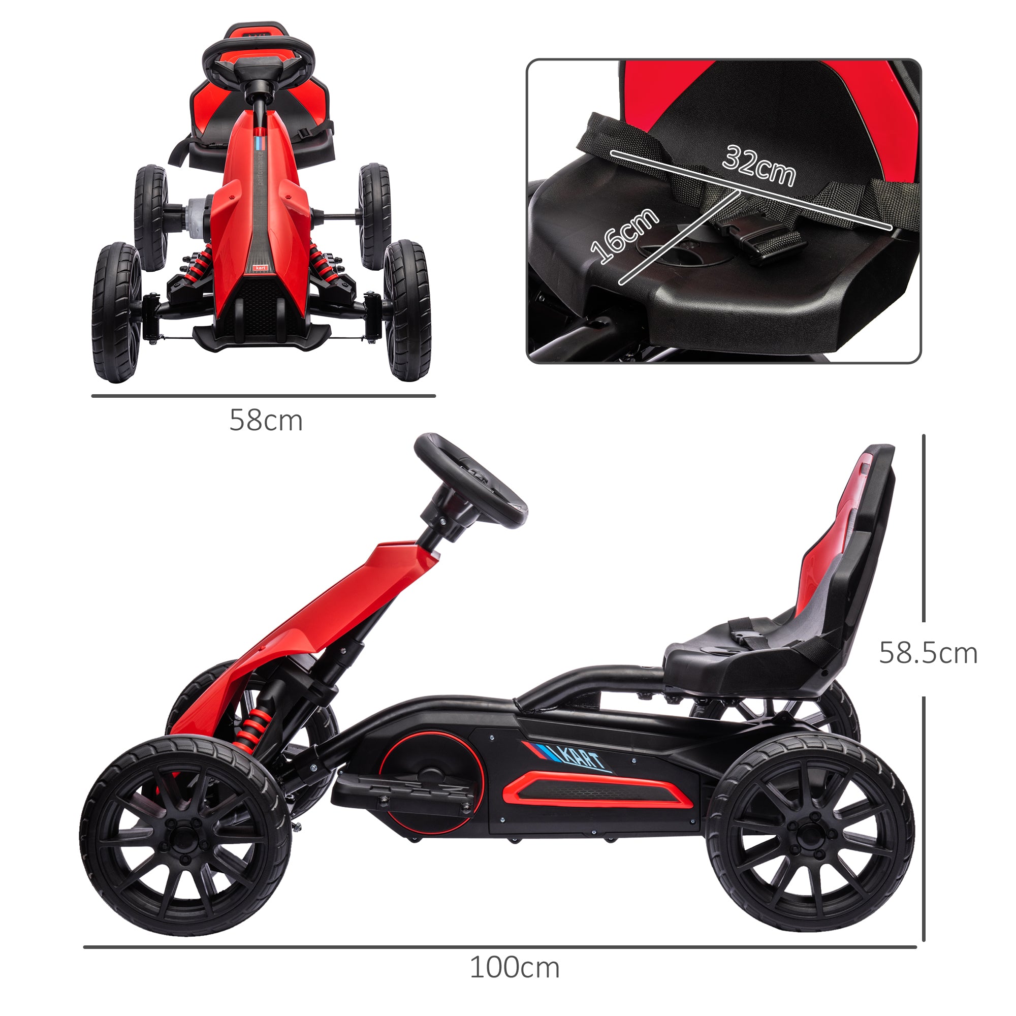 HOMCOM 12V Kids Electric Go-Kart - Pink