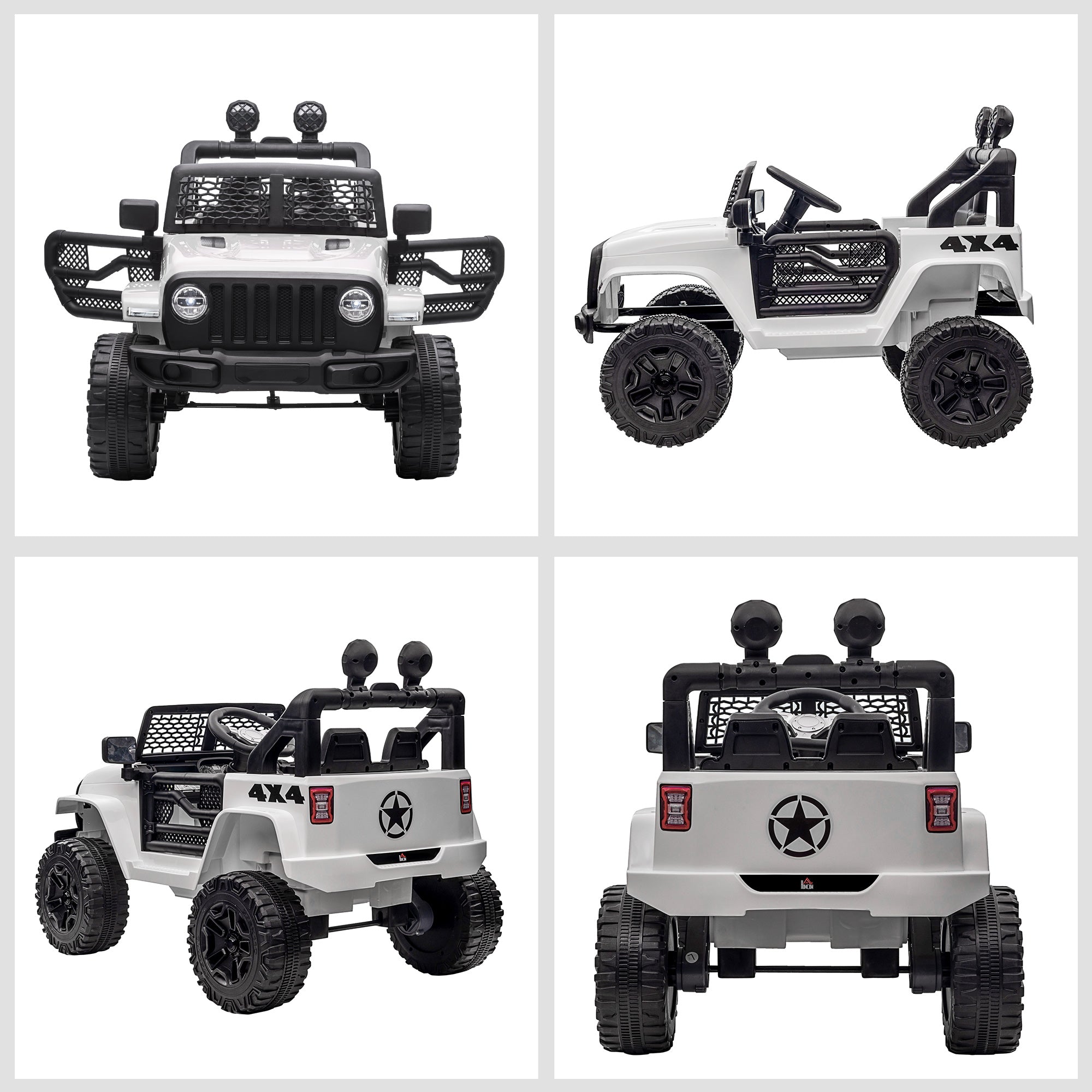 HOMCOM 12V Kids Off-Road Ride-On Car / Truck - White