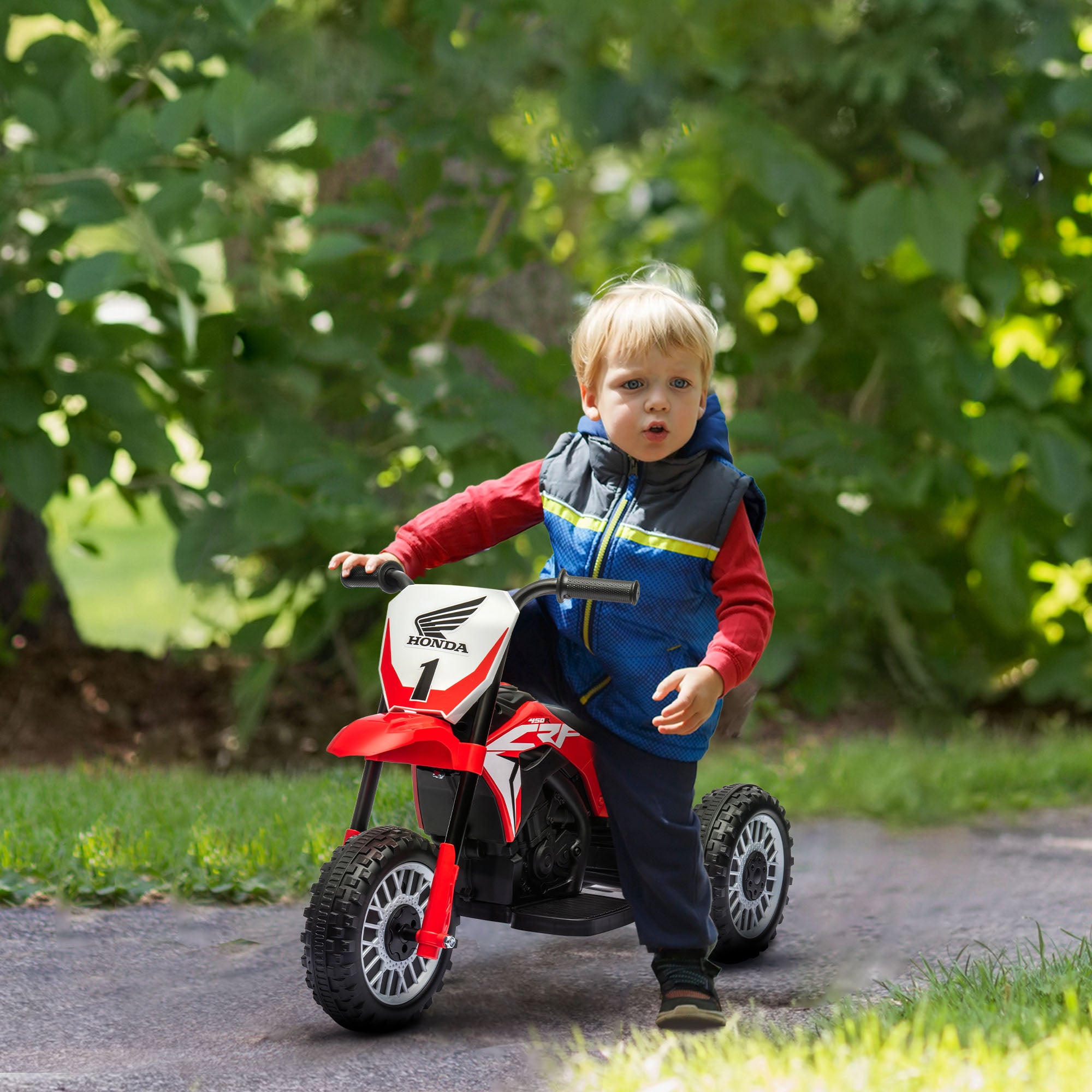 HOMCOM 6V Toddler Three-Wheel Motorbike - Red