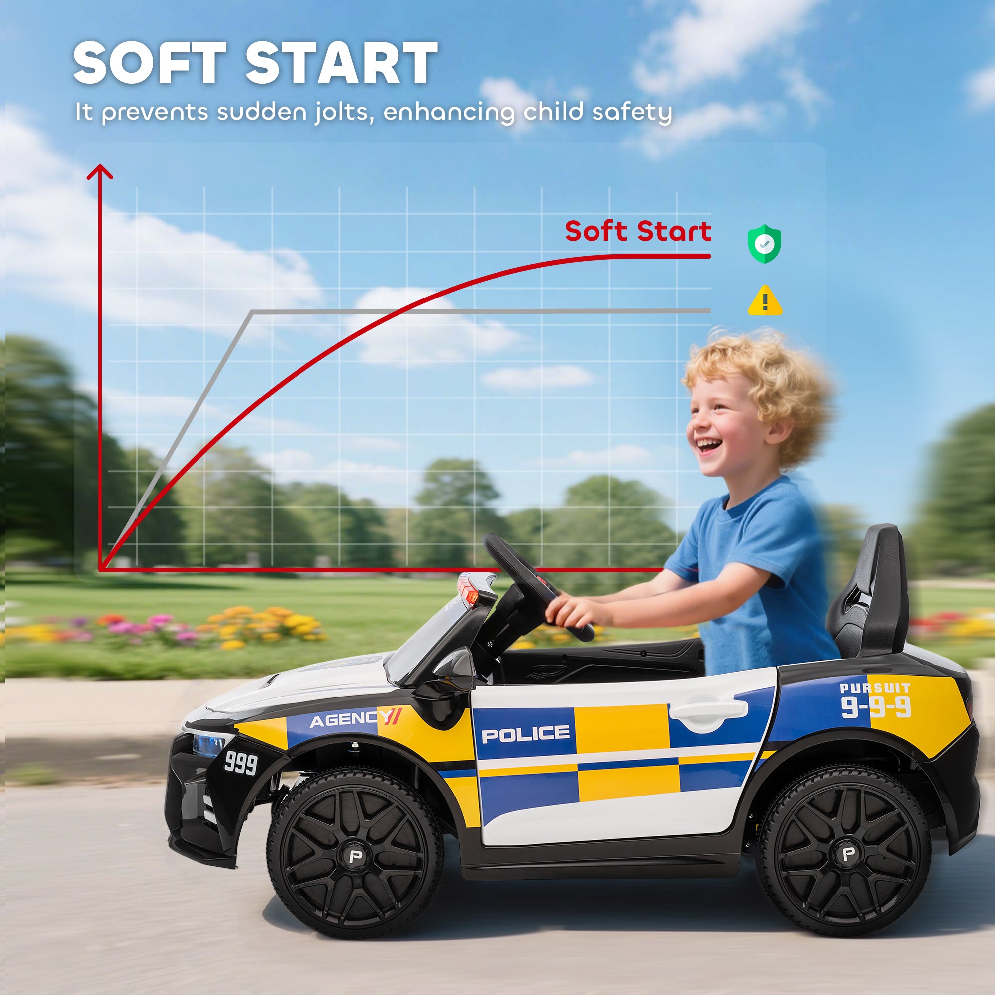 AIYAPLAY Kids Electric Police Car with Remote