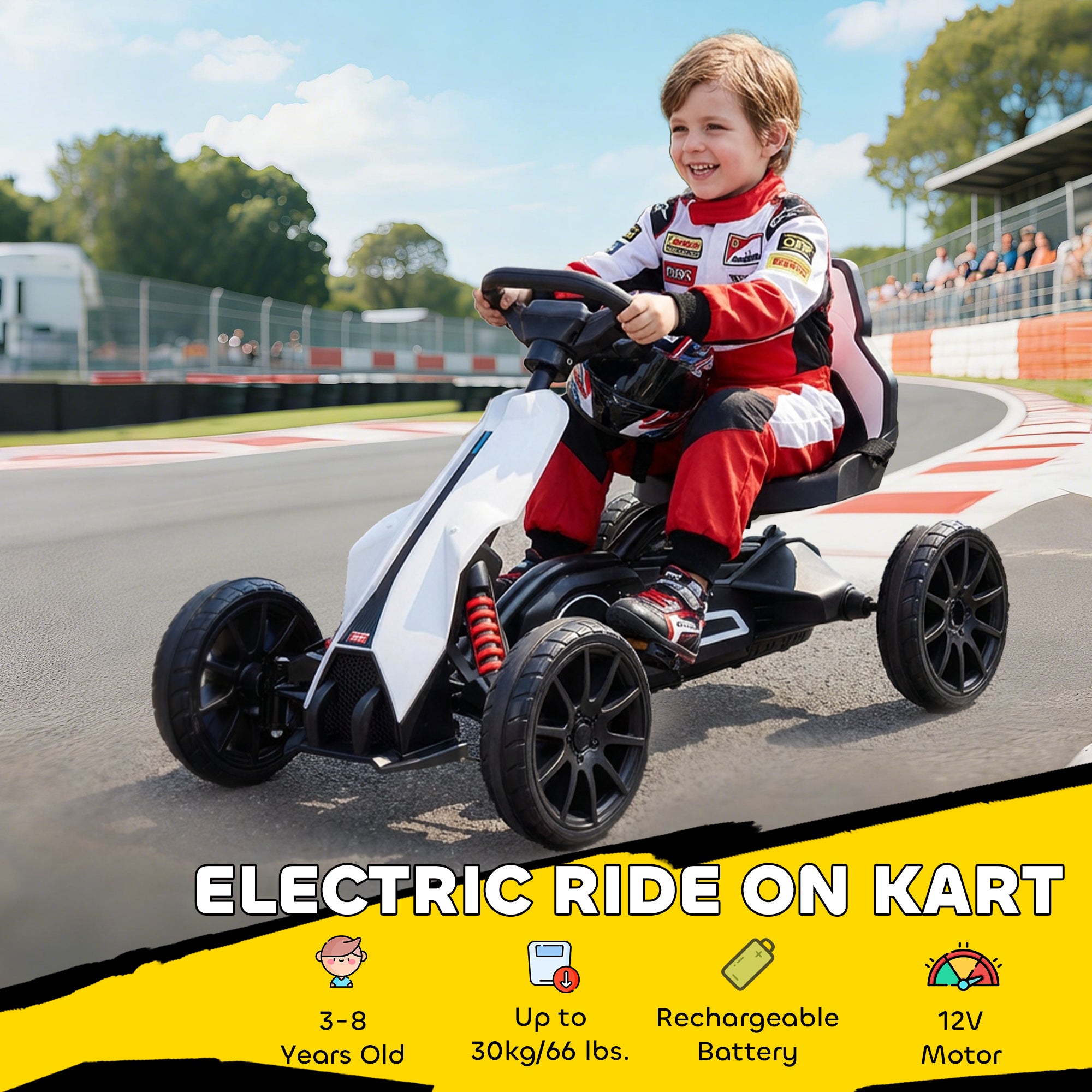 HOMCOM 12V Kids Electric Go-Kart - Pink