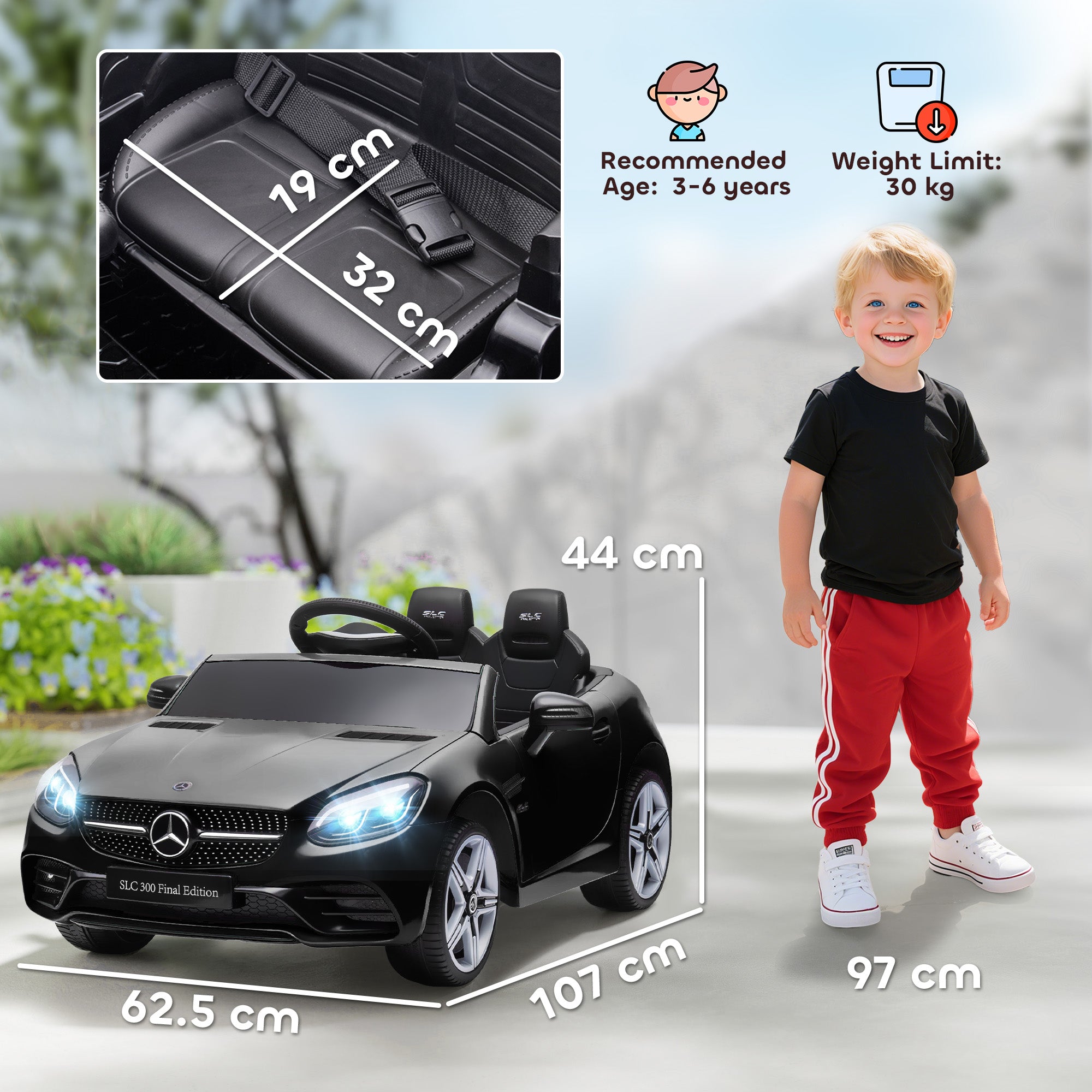 HOMCOM Mercedes-Benz SLC 300 12V Kids Ride-On Car