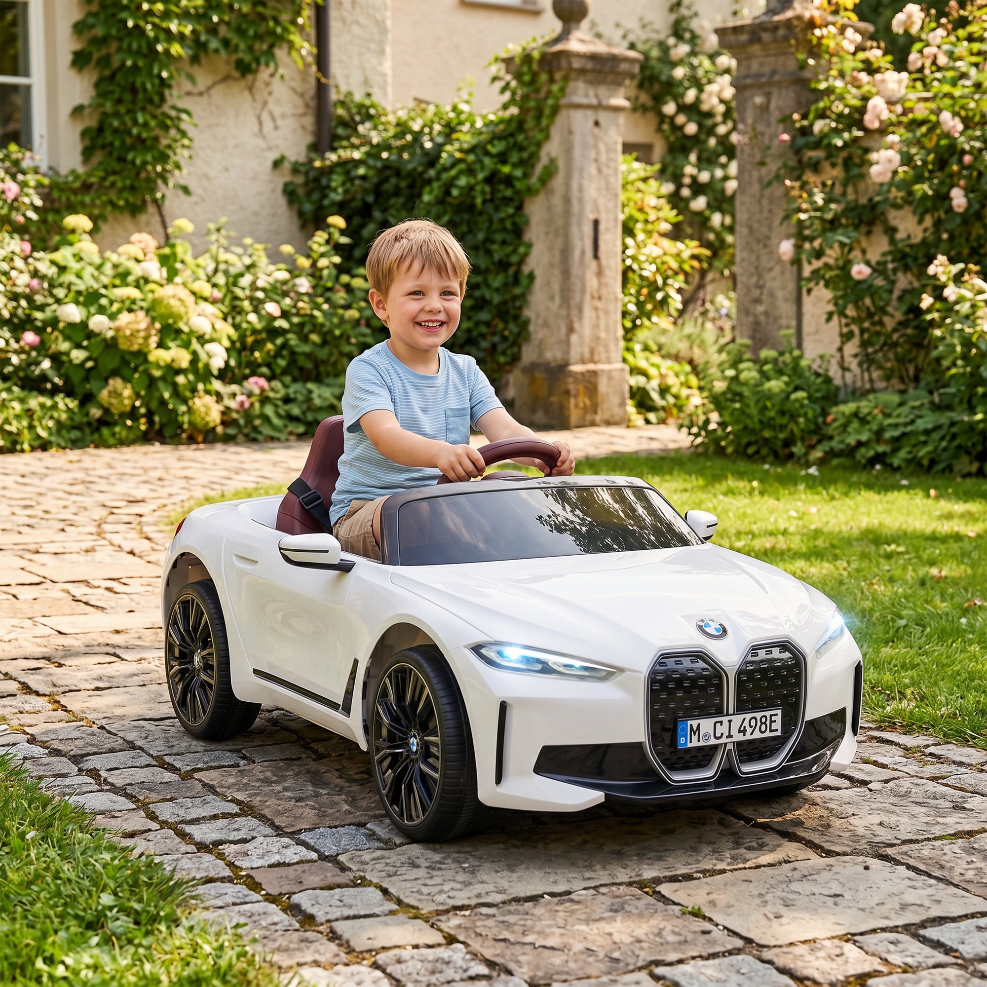 HOMCOM BMW i4 12V Kids Ride-On Car - White