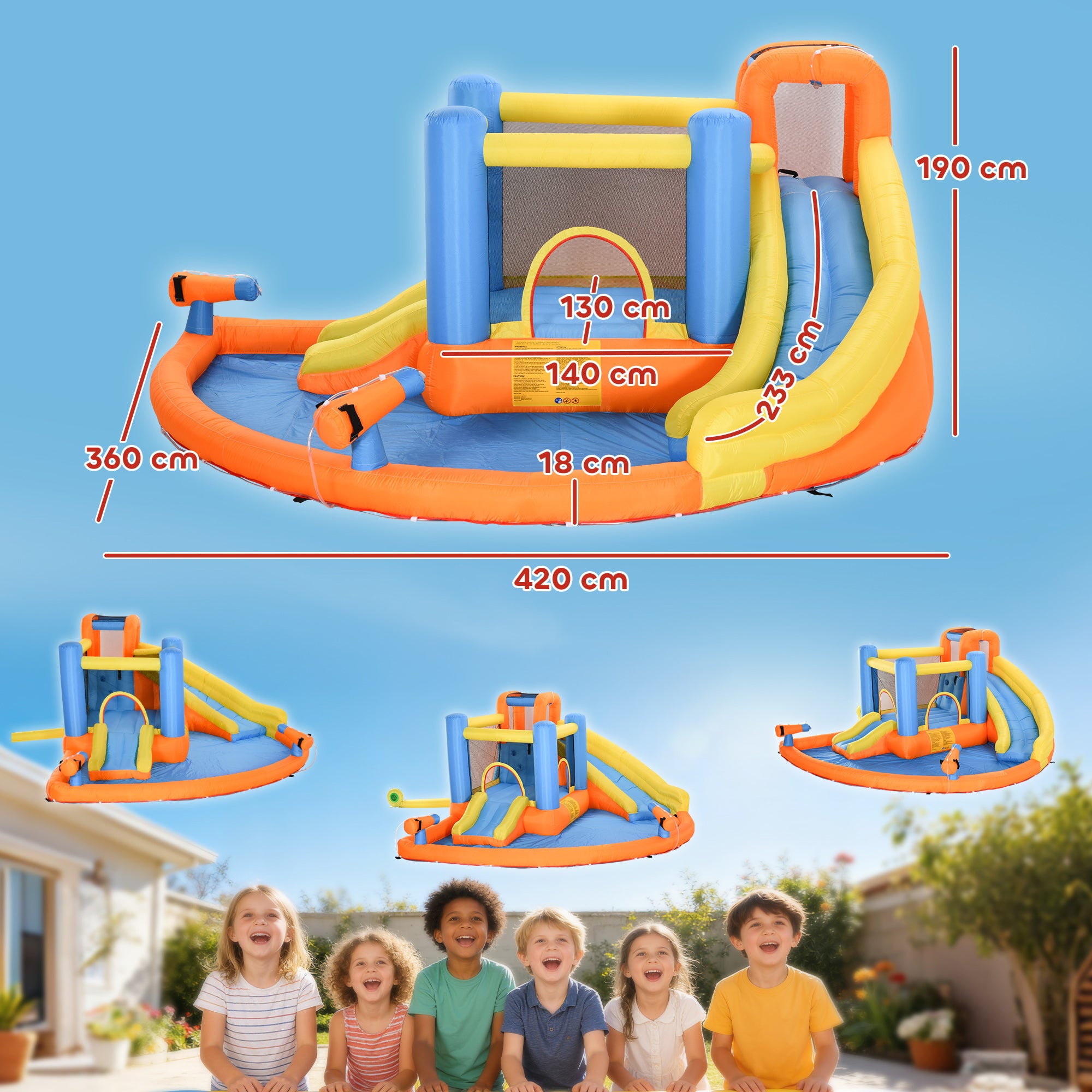 AIYAPLAY 5-in-1 Bouncy Castle with Dual Slides