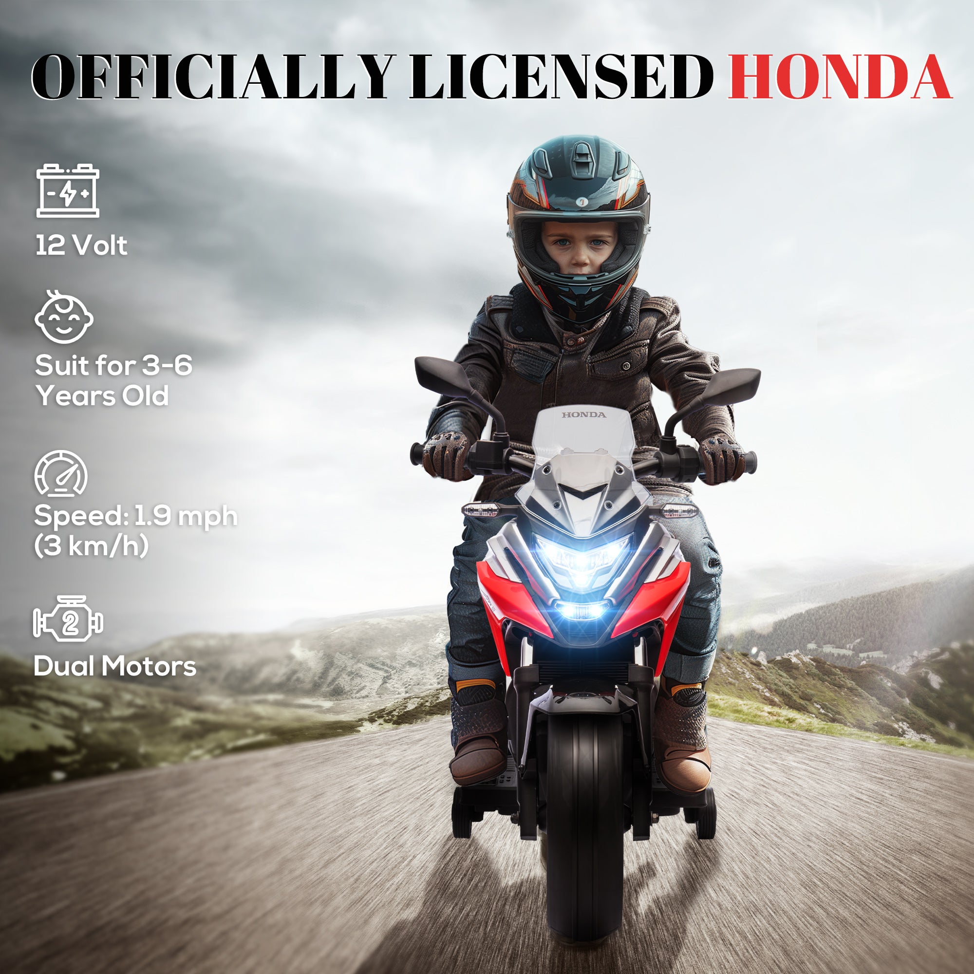 AIYAPLAY Honda 12V Kids Electric Motorbike - Red