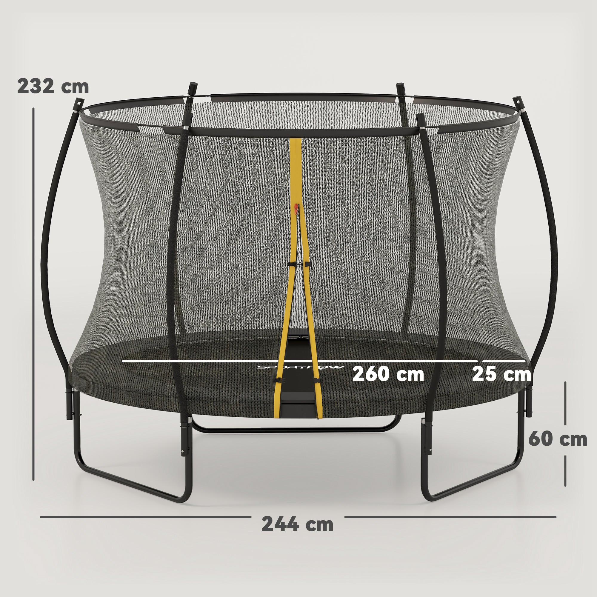 SPORTNOW Outdoor Trampoline with Enclosure Net, Spring Cover 3