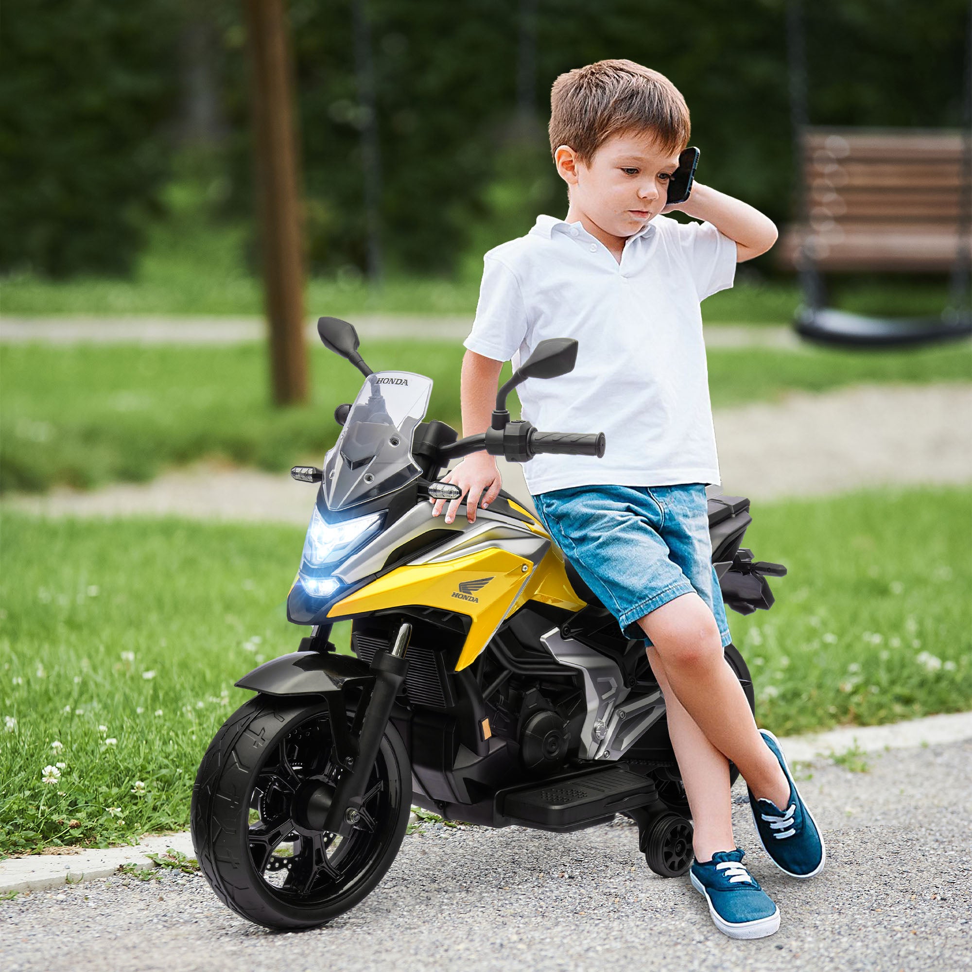 AIYAPLAY Honda 12V Kids Electric Motorbike - Yellow