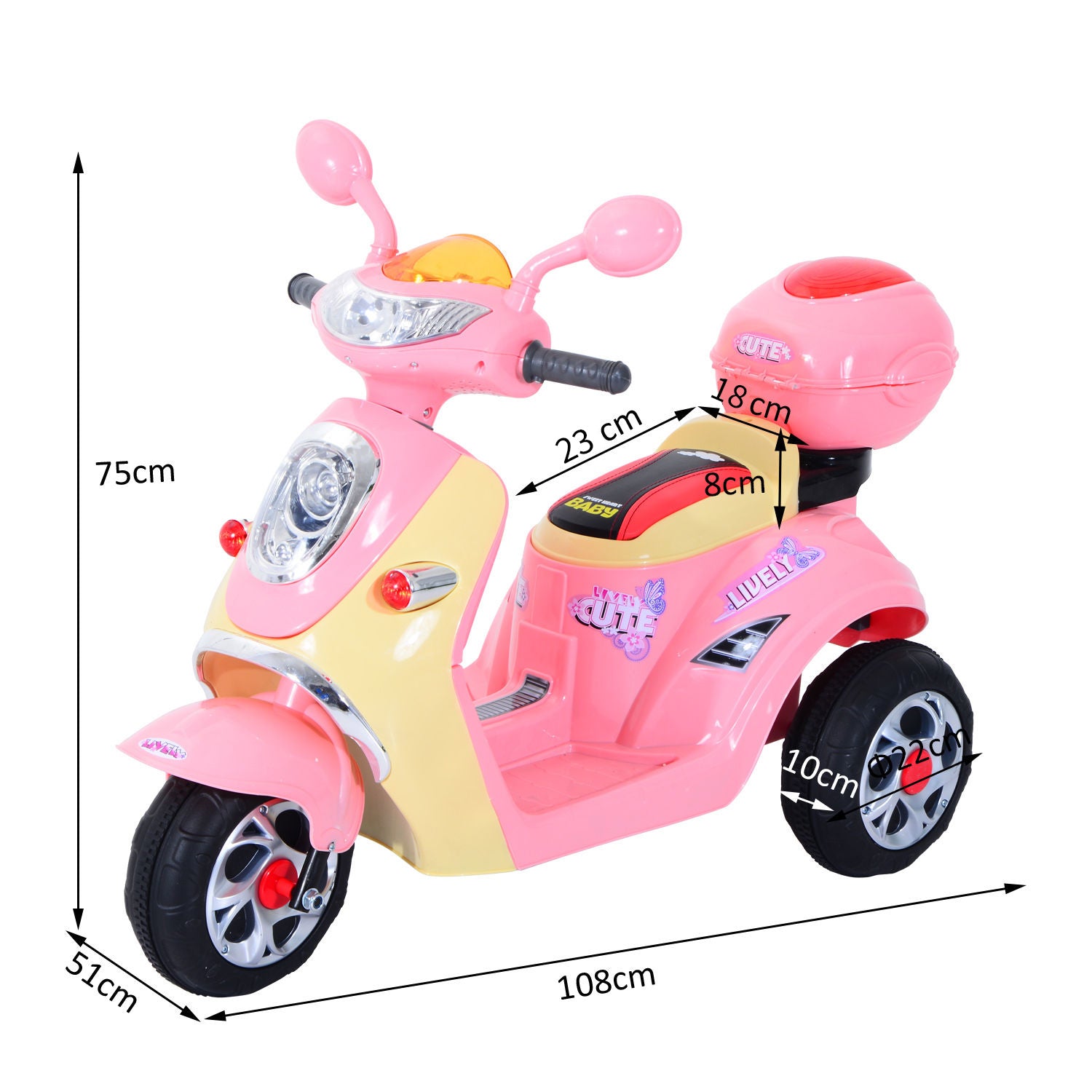 HOMCOM 6V Kids Electric Motorbike - Pink