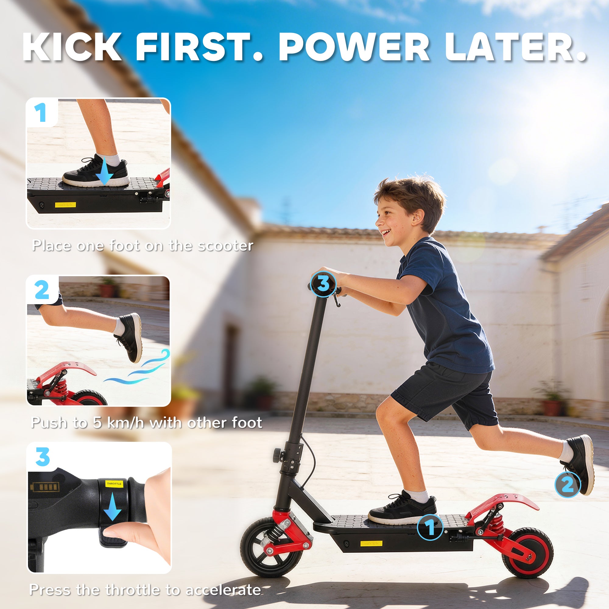 AIYAPLAY Kids Electric Scooter with LCD Display