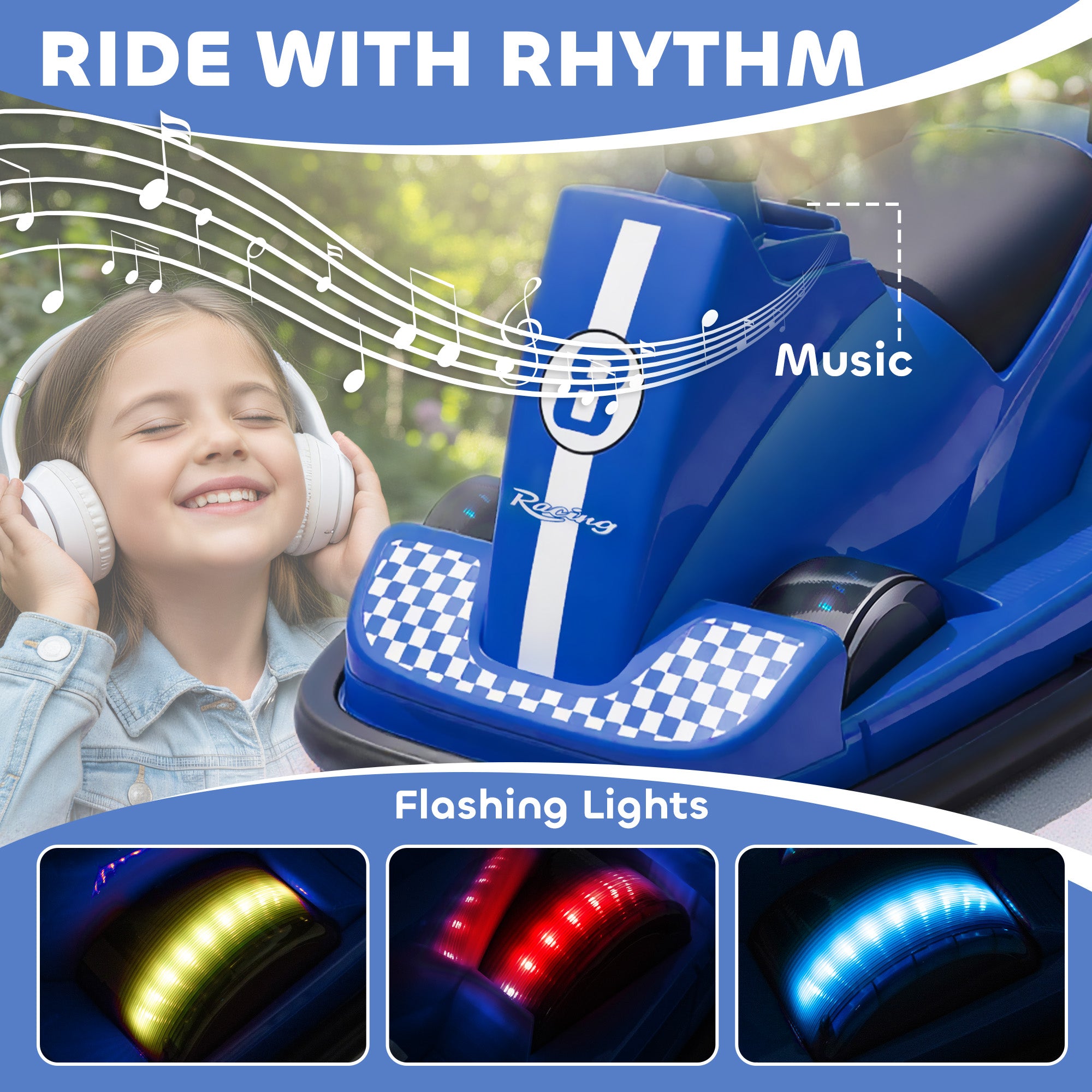 AIYAPLAY Kids 360° Bumper Car - Blue