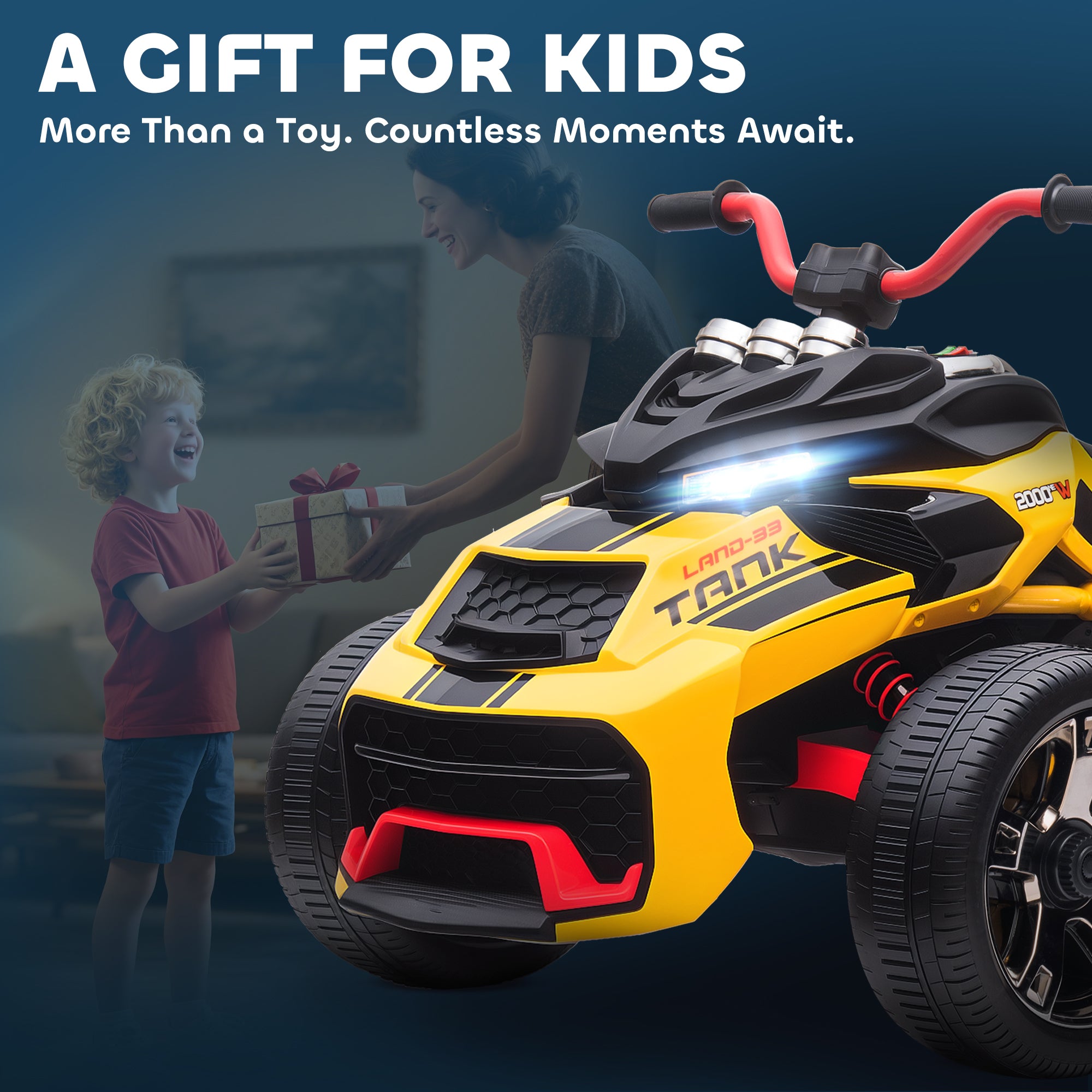 AIYAPLAY 12V Three-Wheel Kids Electric Car - Black