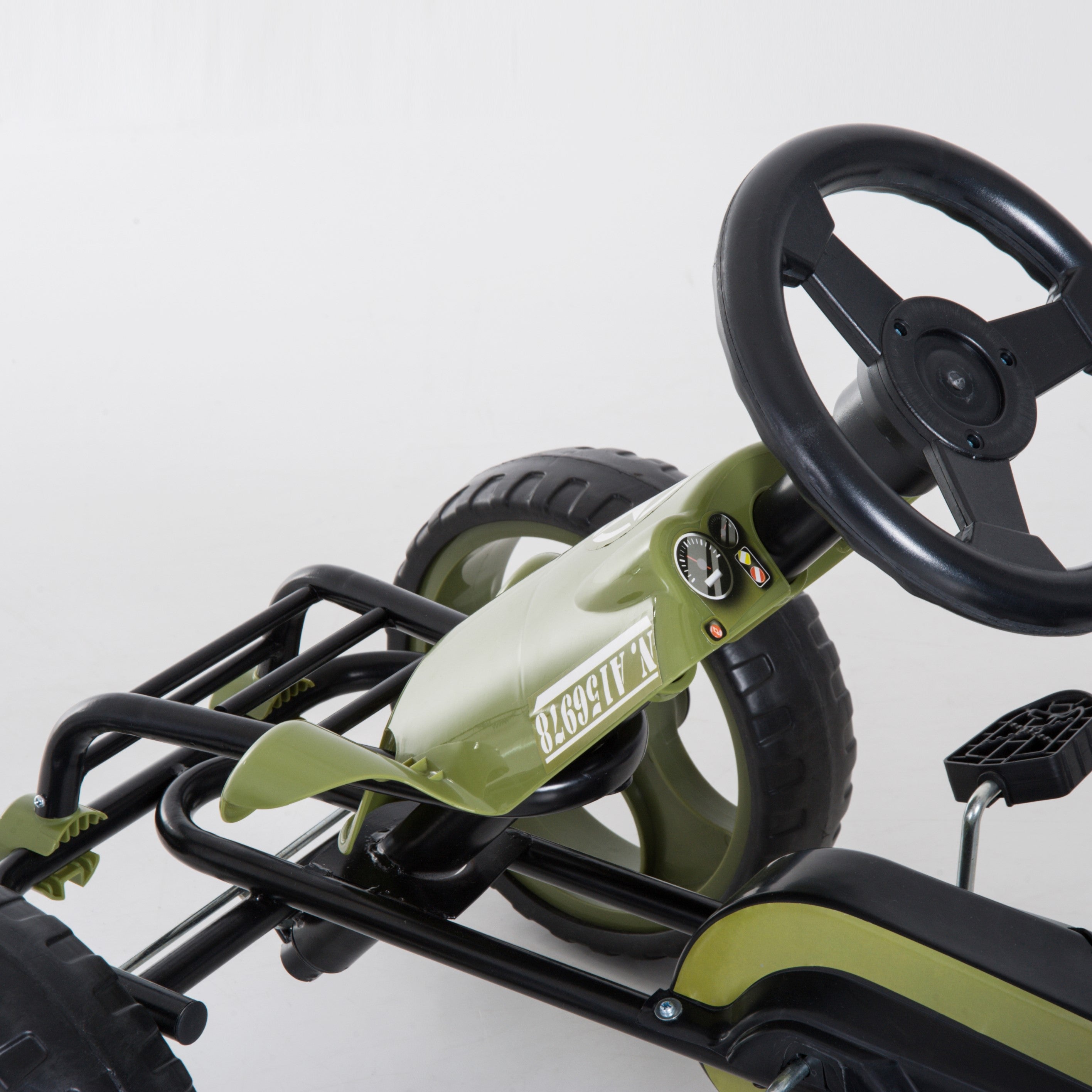 HOMCOM Kids Go Kart Racer Adjustable Seat Green