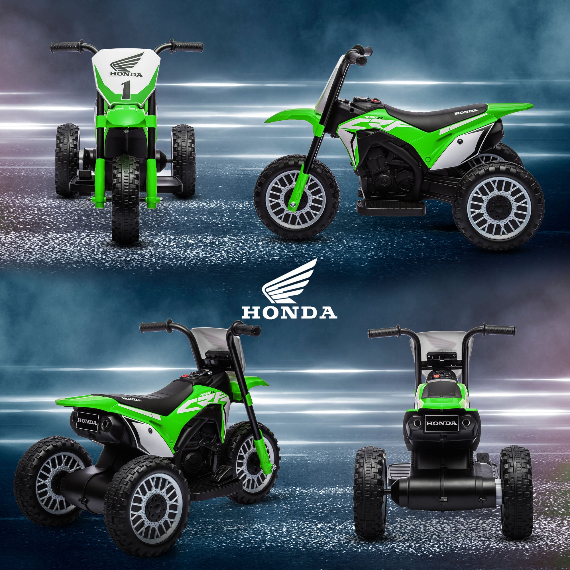 HOMCOM 6V Toddler Three-Wheel Motorbike - Green