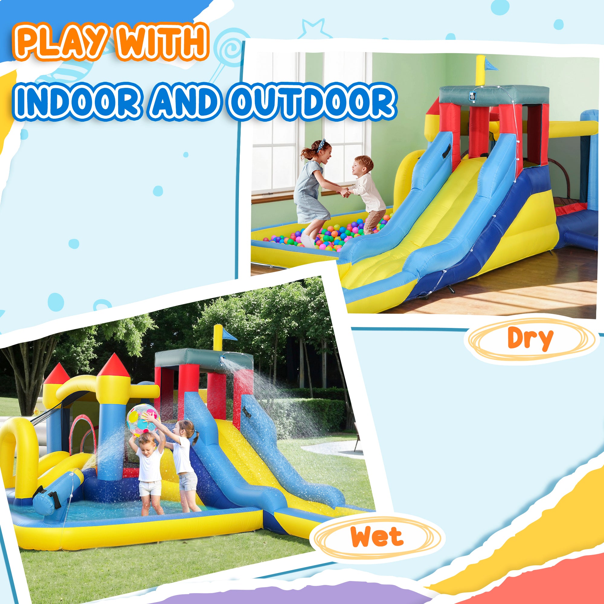 AIYAPLAY 6-in-1 Water Bounce House with 2 Slides