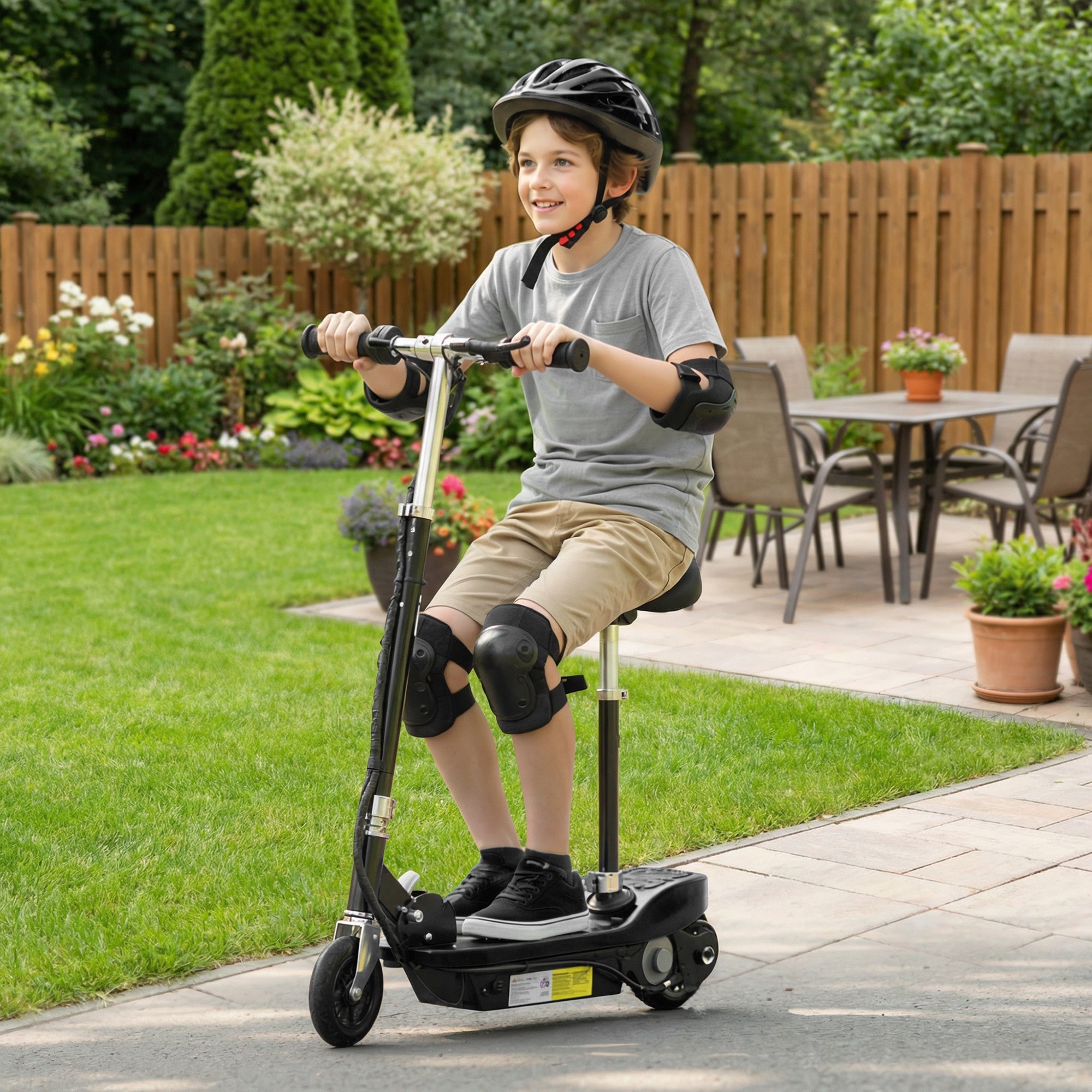 HOMCOM Kids Electric Scooter with Seat & Brakes