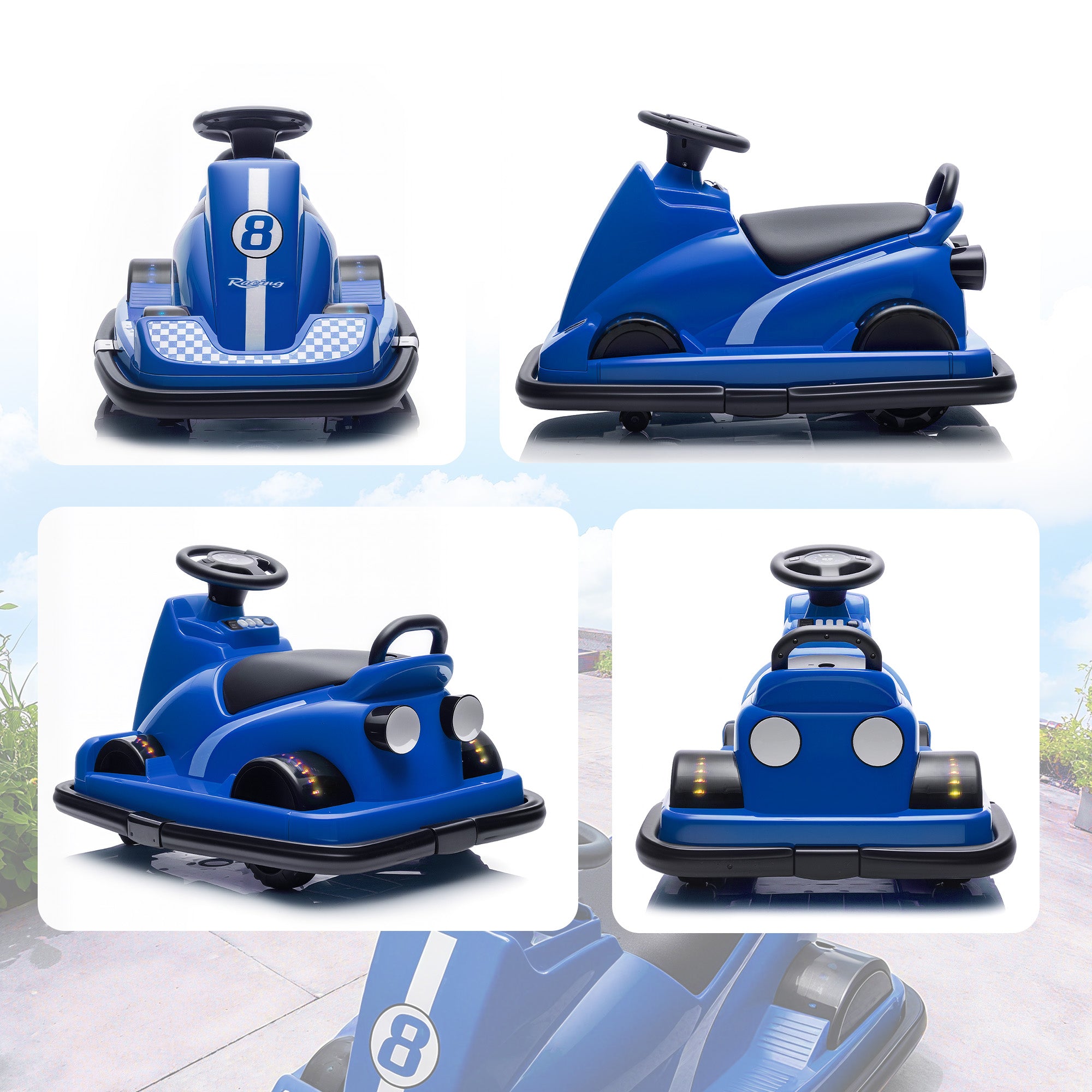 AIYAPLAY Kids 360° Bumper Car - Blue