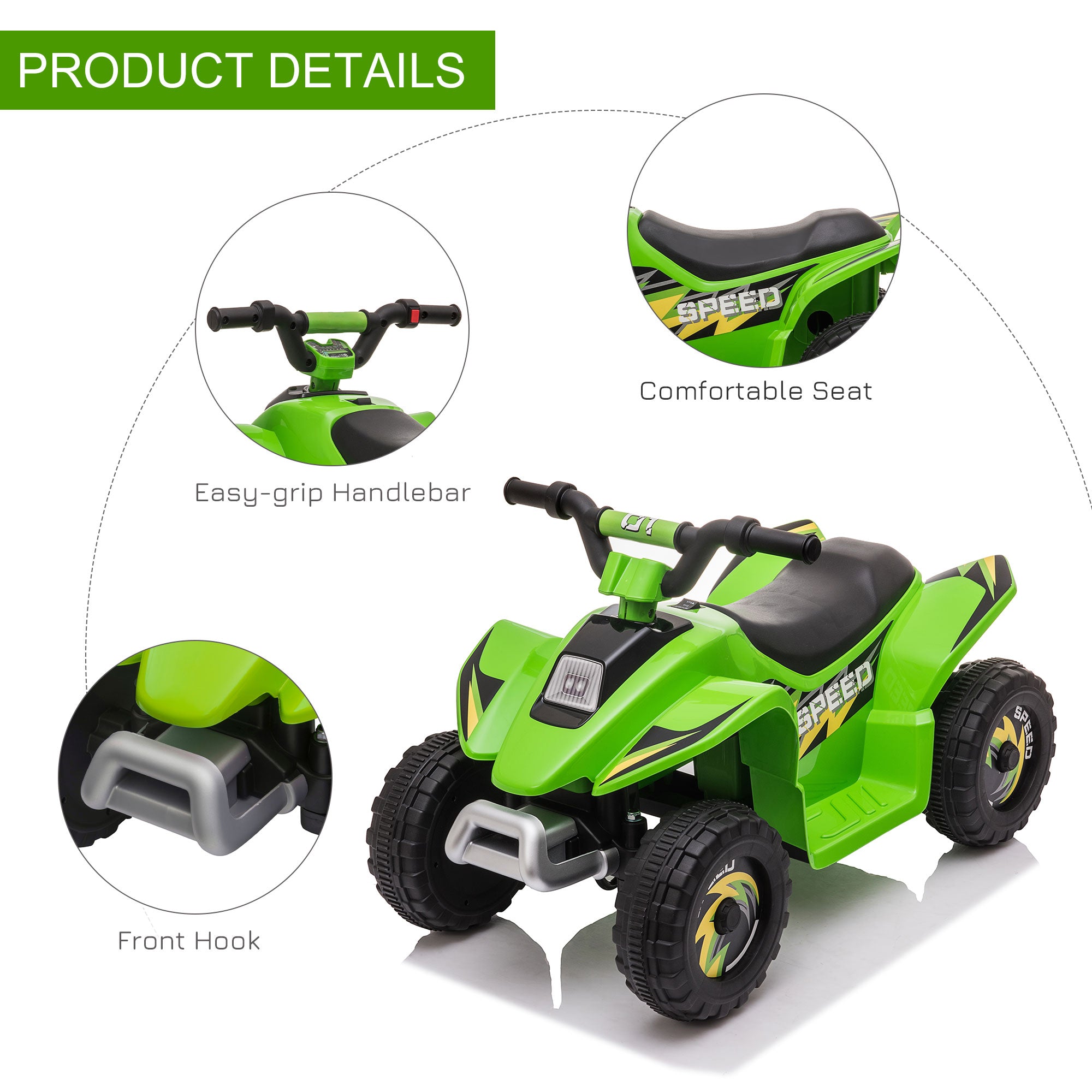 HOMCOM 6V Toddler Electric Ride-On / Quad Car - Green