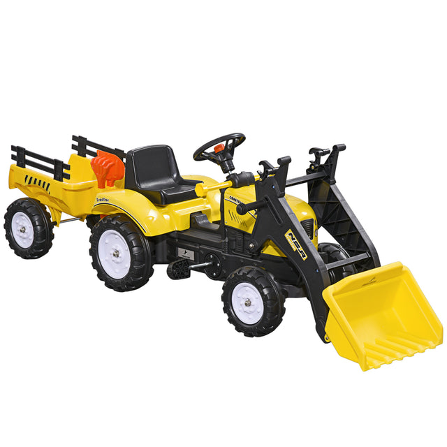 HOMCOM Kids Pedal Go Kart Excavator Yellow