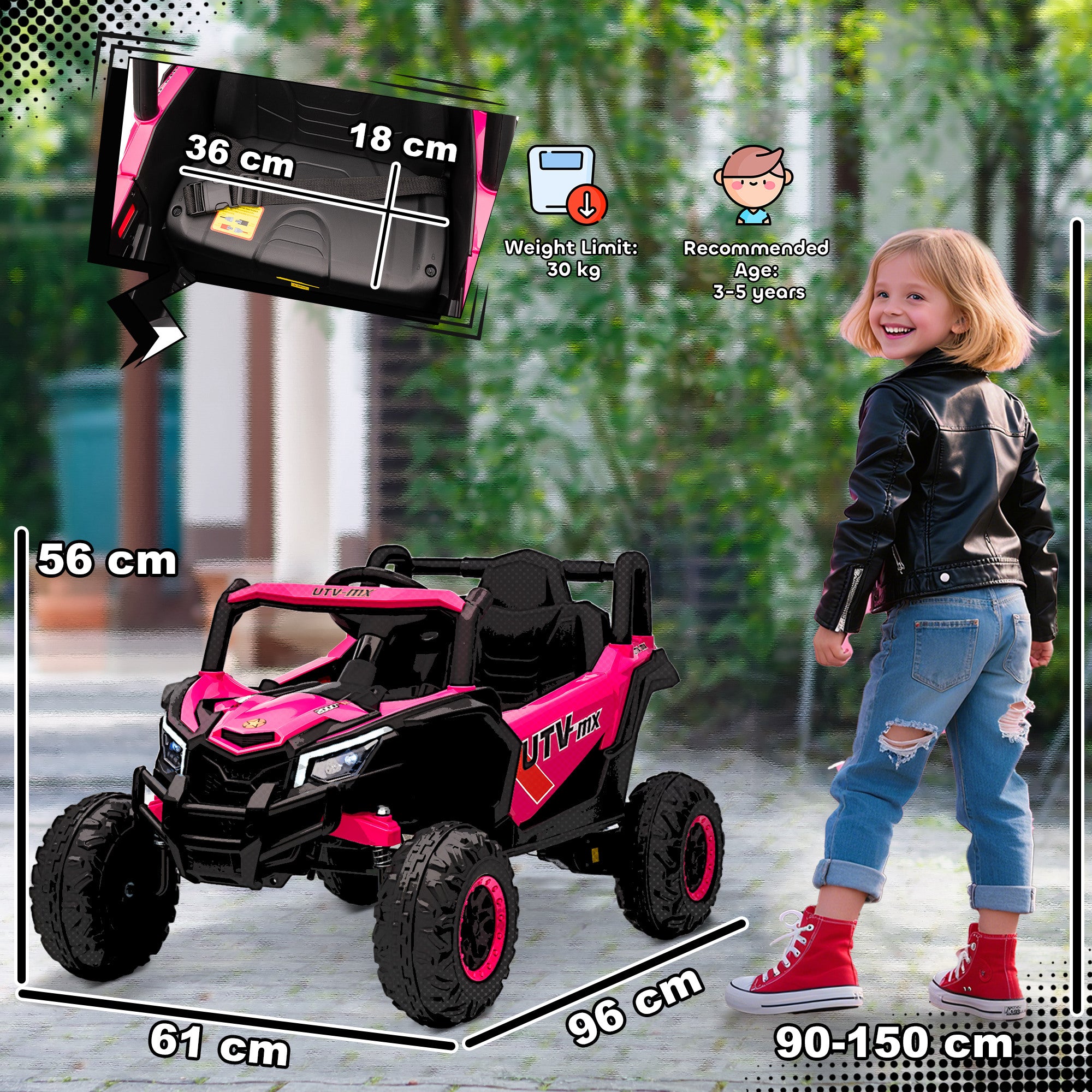 AIYAPLAY 12V Kids Electric Ride-On Car - Pink
