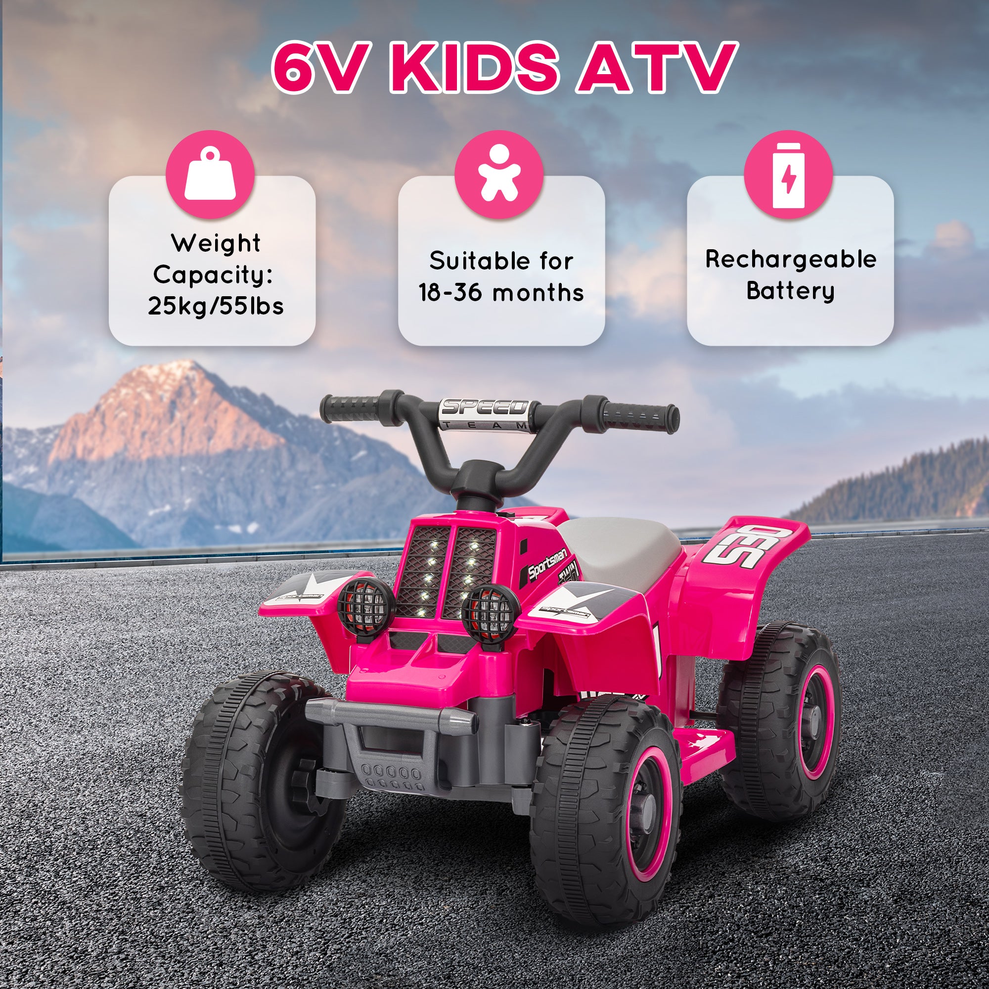 AIYAPLAY 6V Toddler Electric Quad Bike - Black