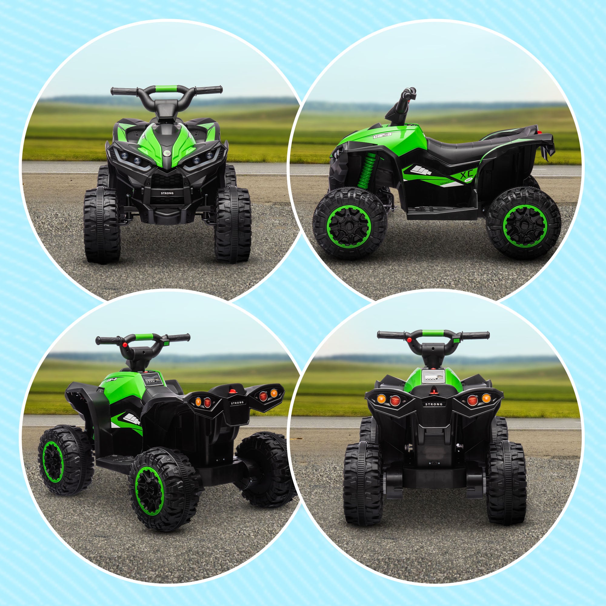 HOMCOM 12V Kids Electric Quad Bike - Green
