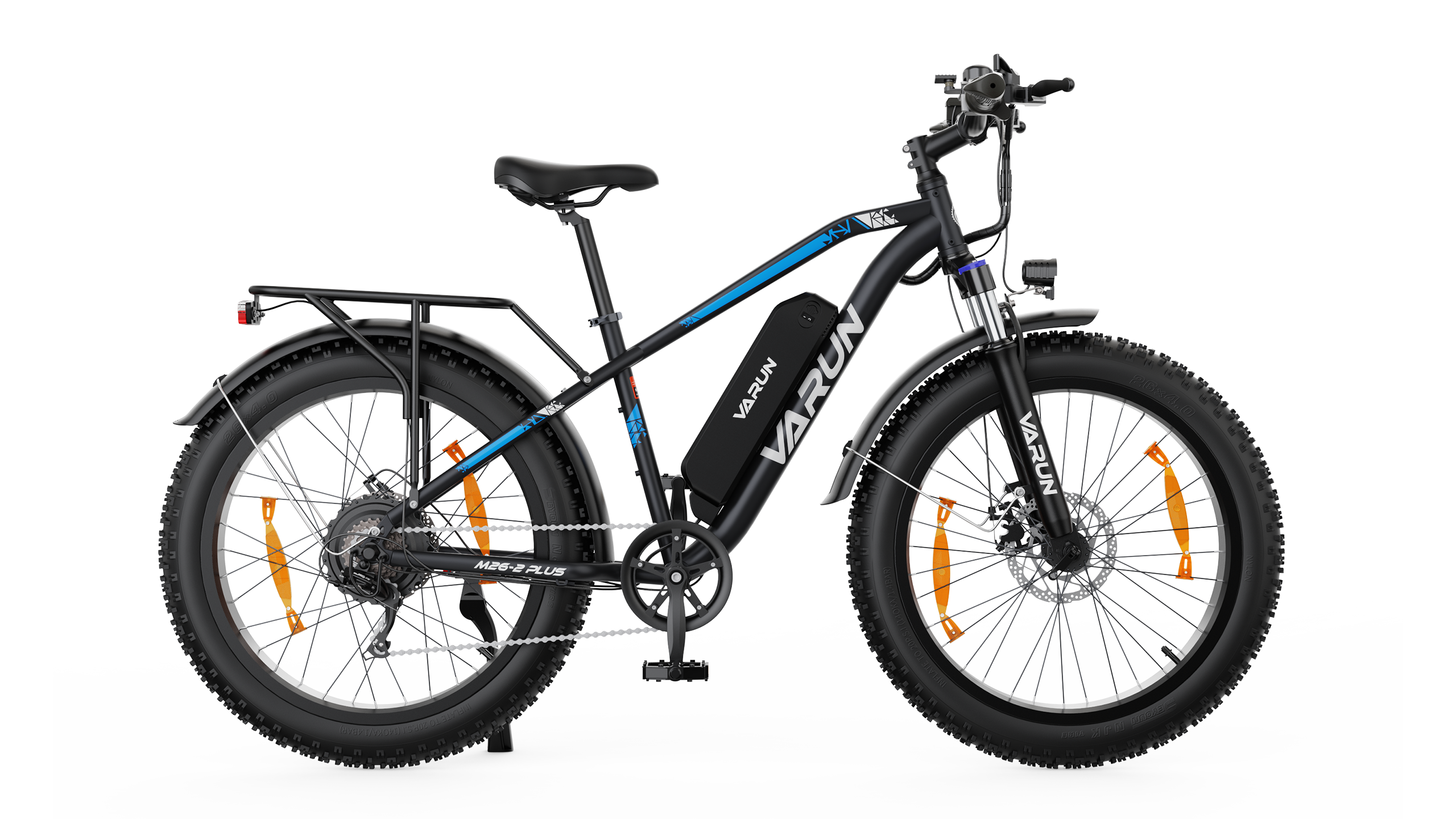 VARUN M26-2 PLUS electric bike in black and blue