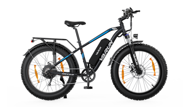 VARUN M26-2 PLUS electric bike in black and blue