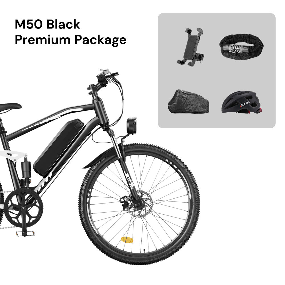 iScooter M50 Electric Mountain Bike - M50 Black Premium Package