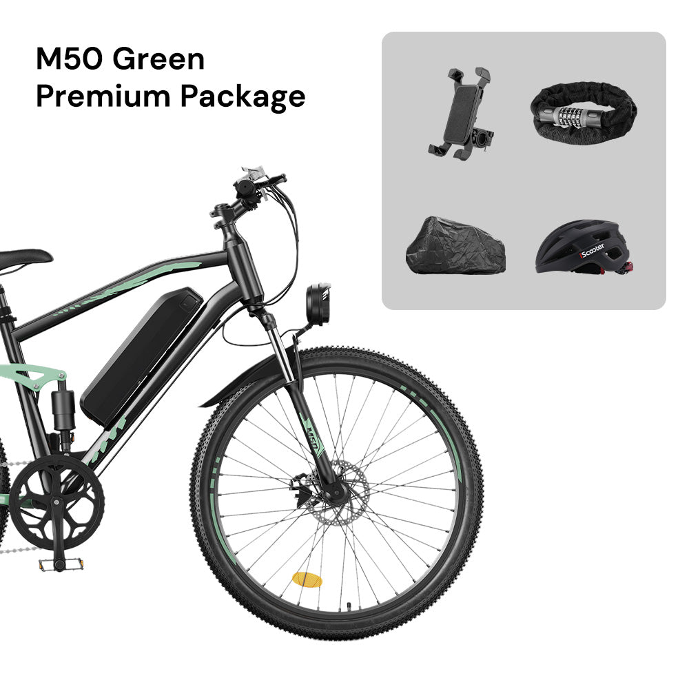 iScooter M50 Electric Mountain Bike - M50 Green Premium Package