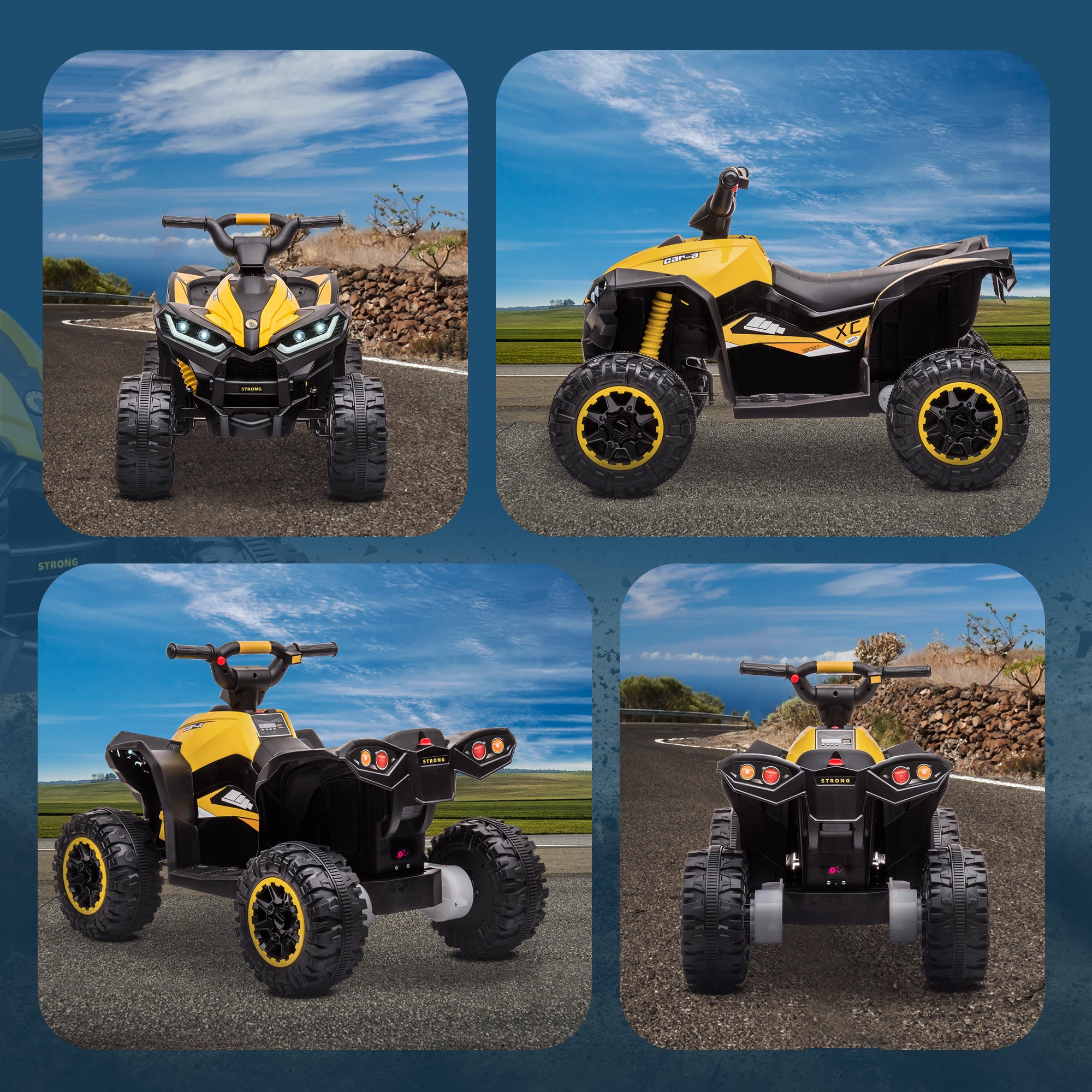 HOMCOM 12V Kids Electric Quad Bike - Yellow