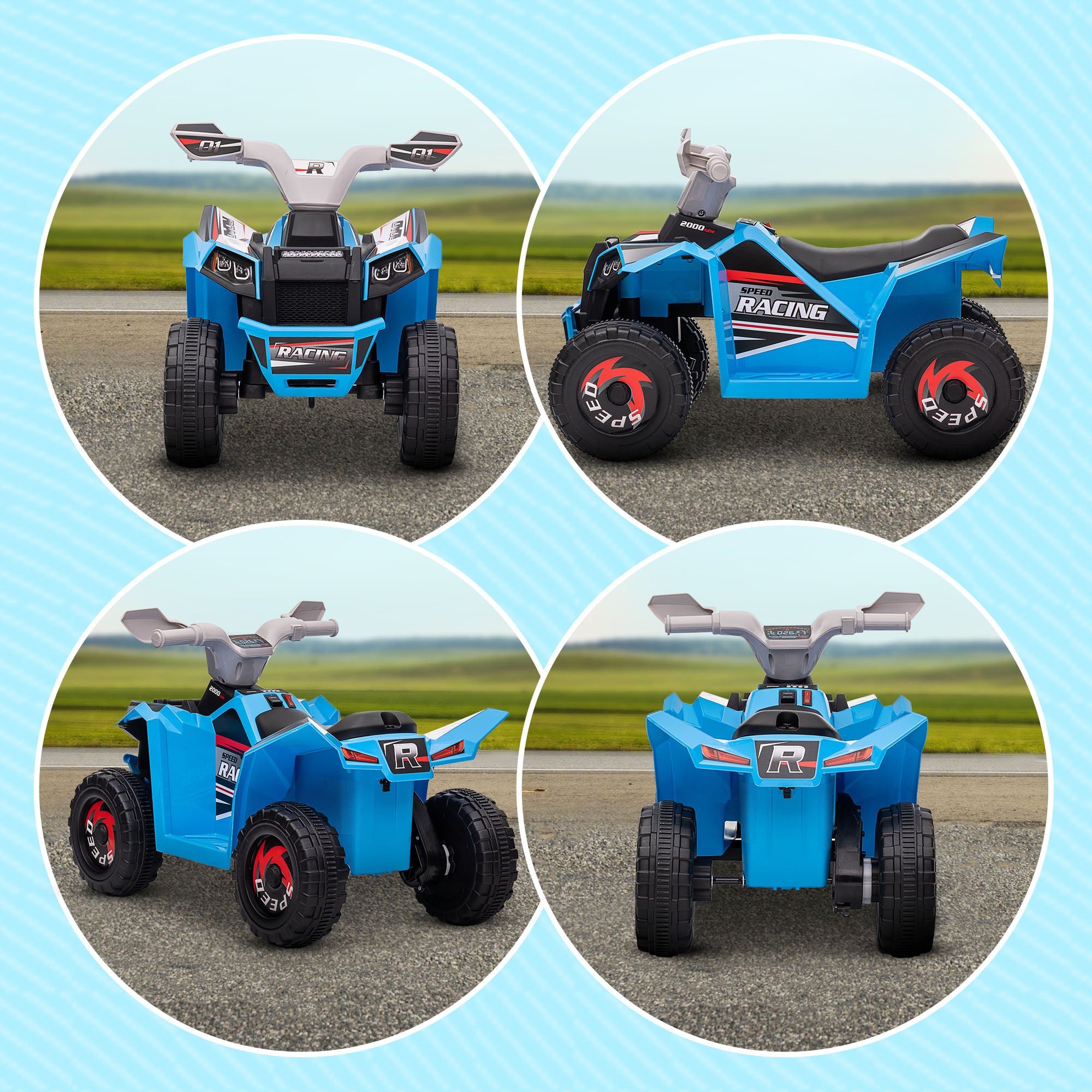 HOMCOM 6V Kids Electric Quad Bike - Blue