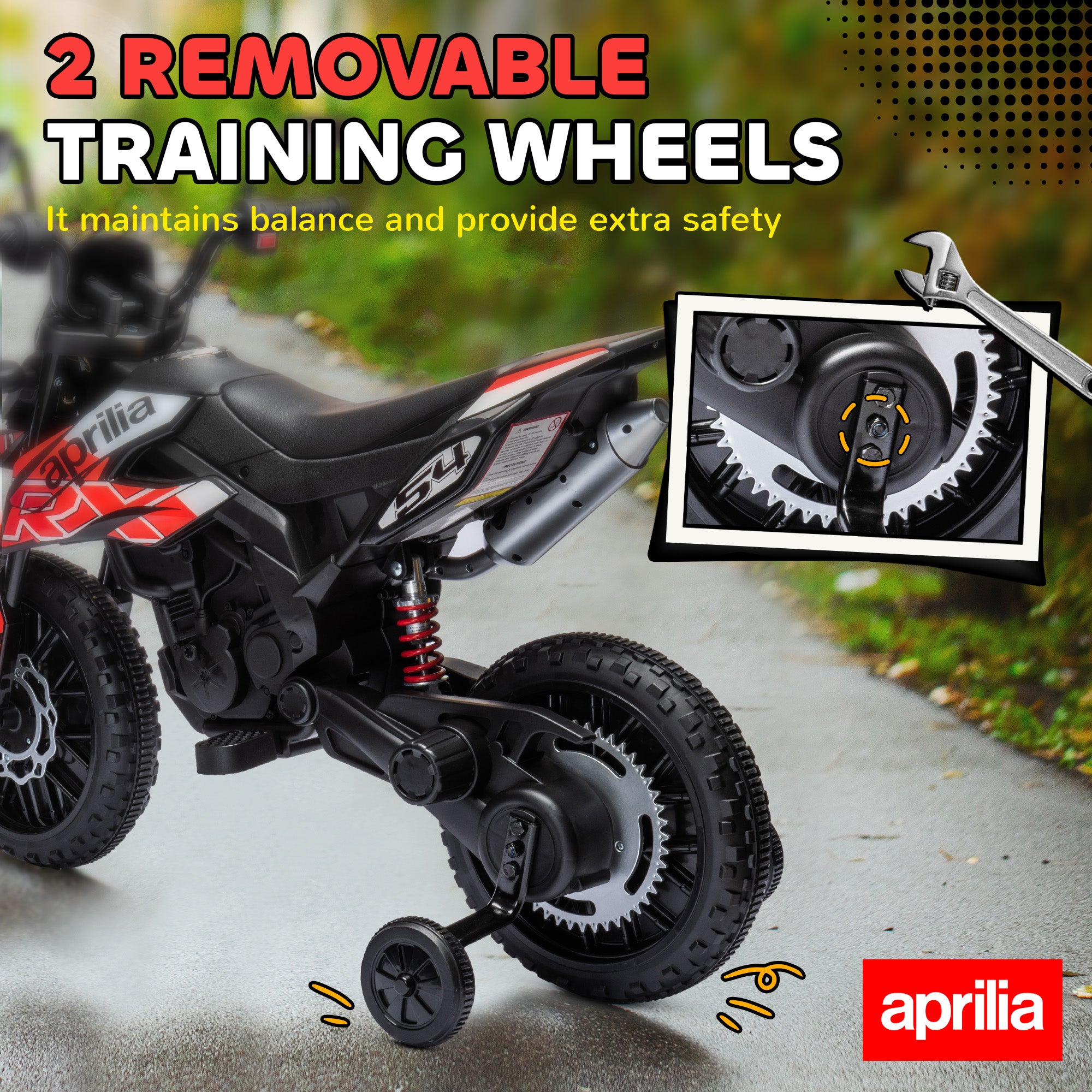 AIYAPLAY Aprilia 12V Kids Electric Motorbike - Red/Black