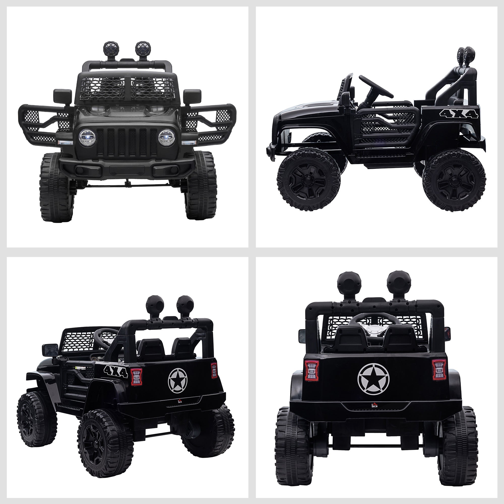 HOMCOM 12V Kids Off-Road Ride-On Car / Truck - Black