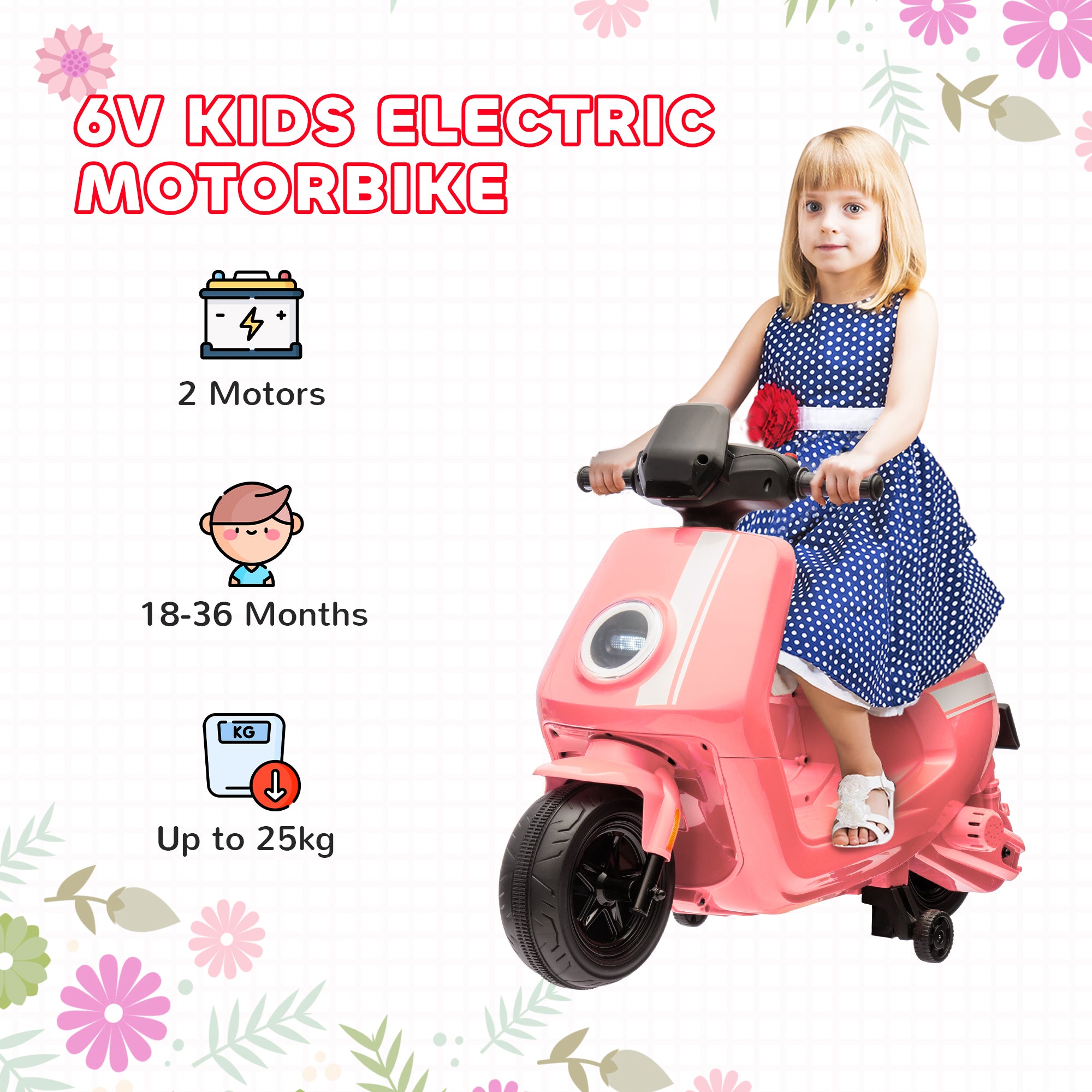 AIYAPLAY 6V Toddler Electric Motorbike