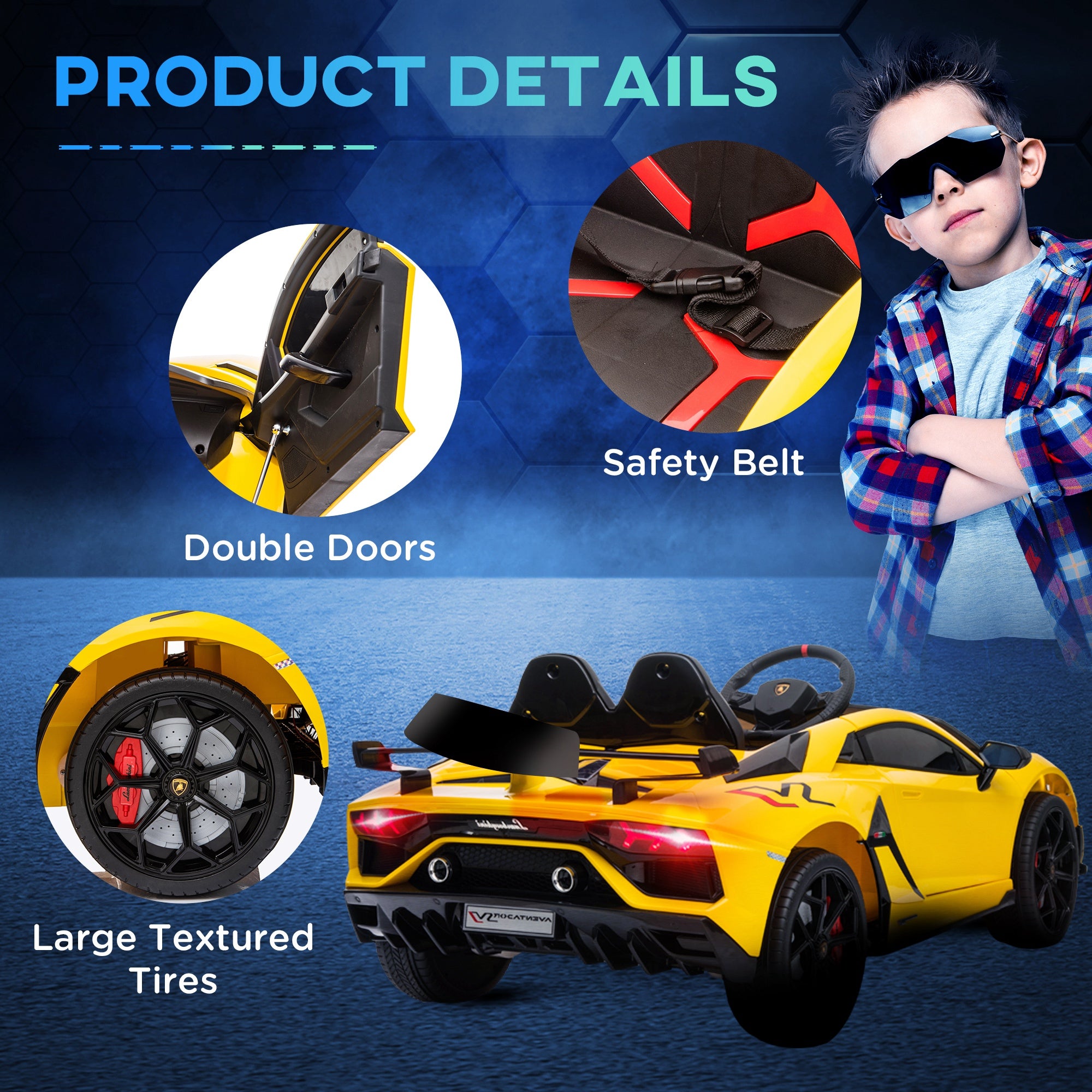 HOMCOM Lamborghini Aventador 12V Kids Ride-On Car