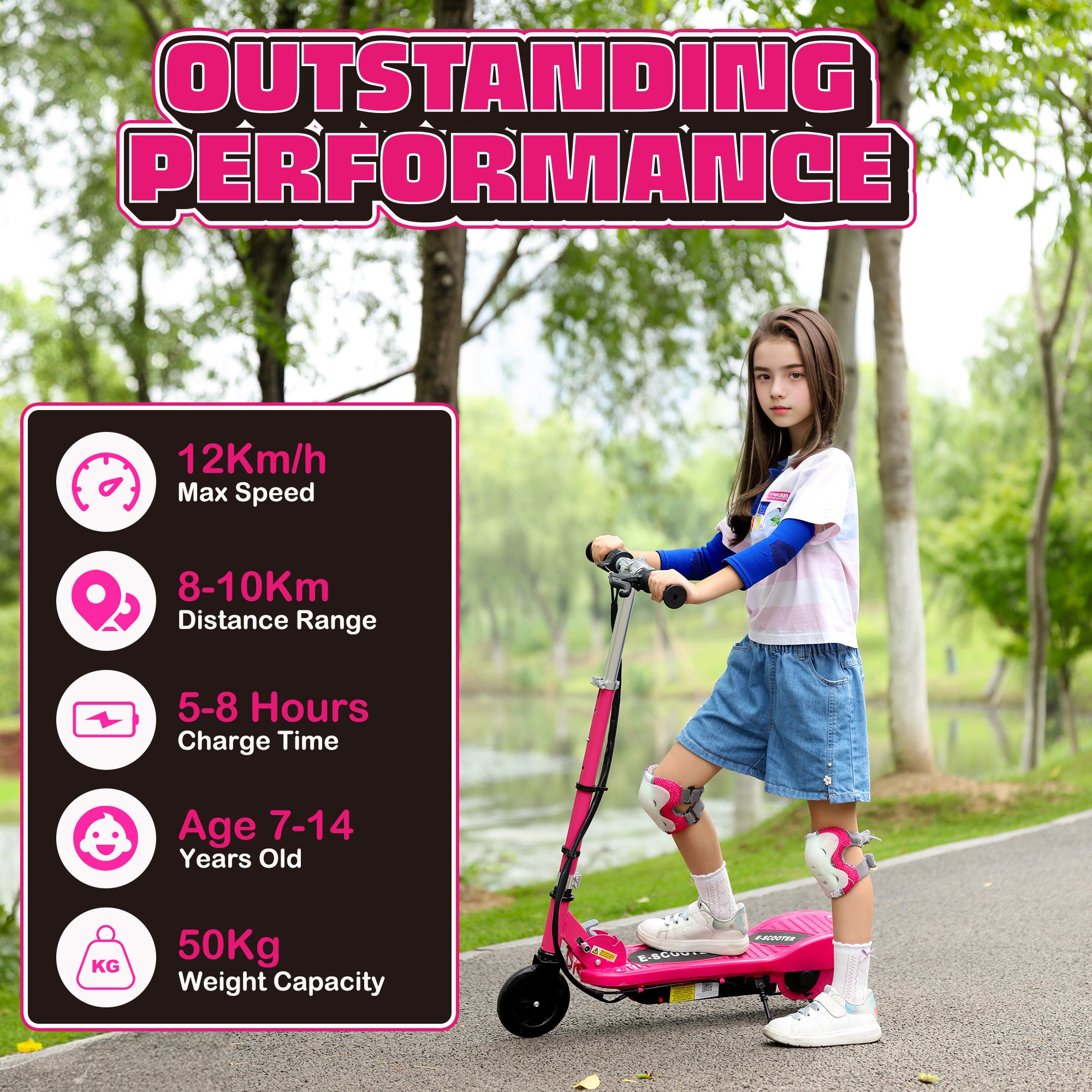 HOMCOM Foldable Kids Electric Scooter