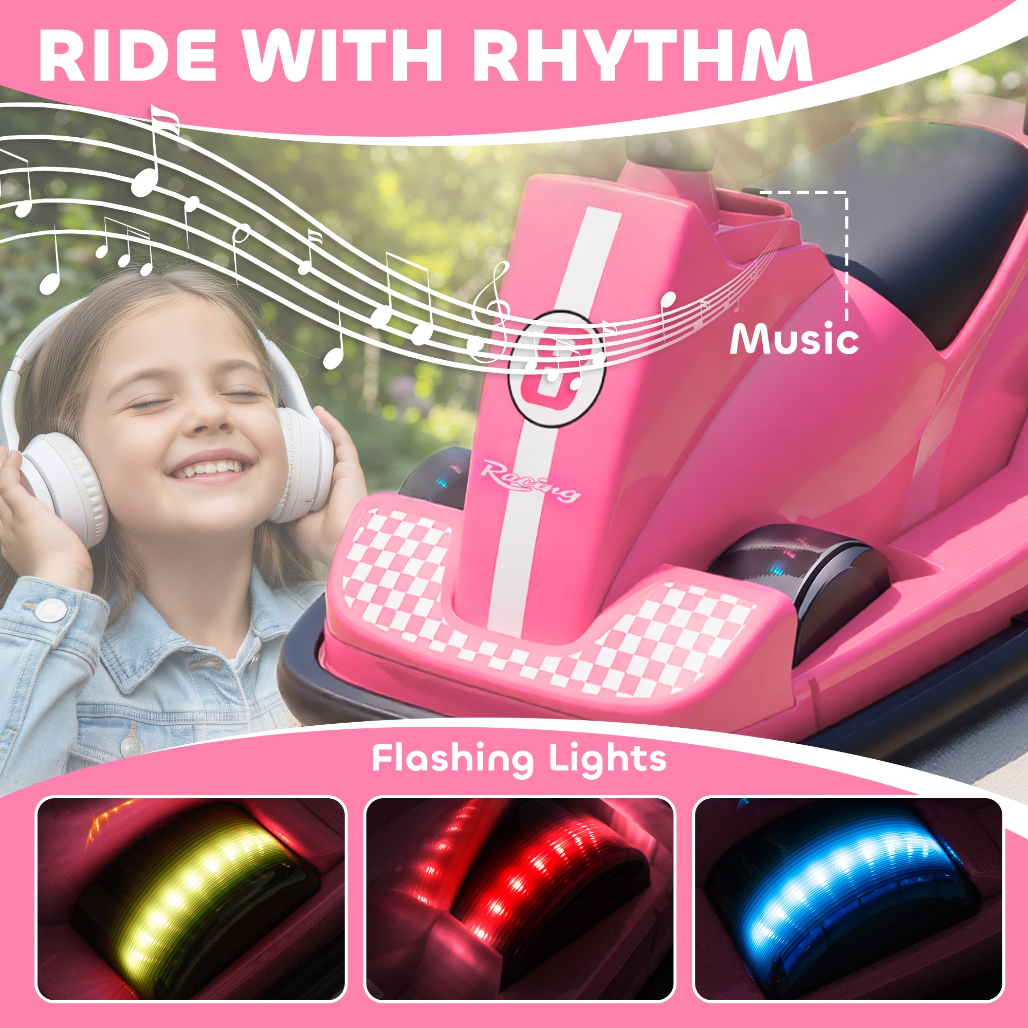 AIYAPLAY Kids 360° Bumper Car - Pink