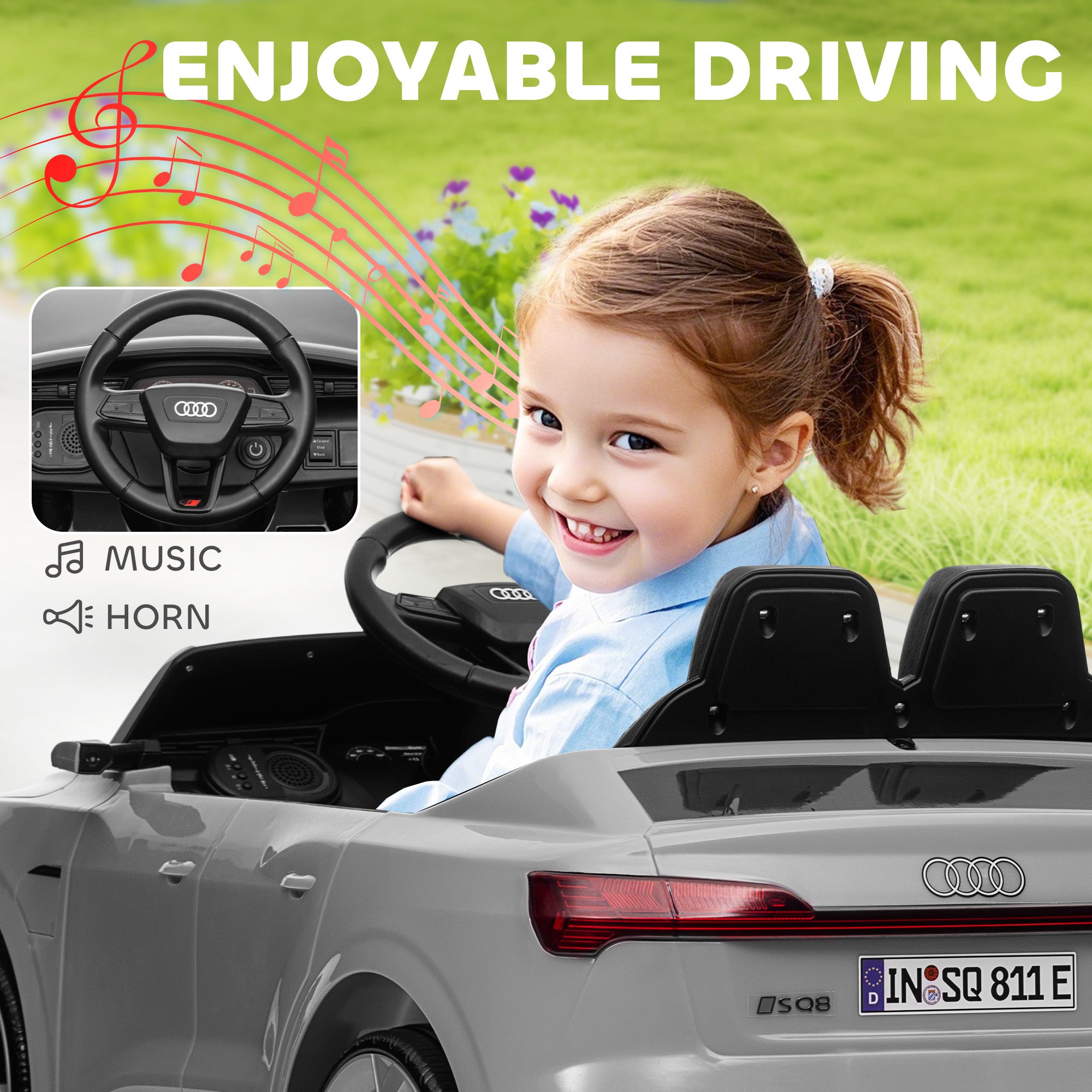AIYAPLAY Audi Q8 e-tron Sportback 12V Kids Ride-On Car - Grey