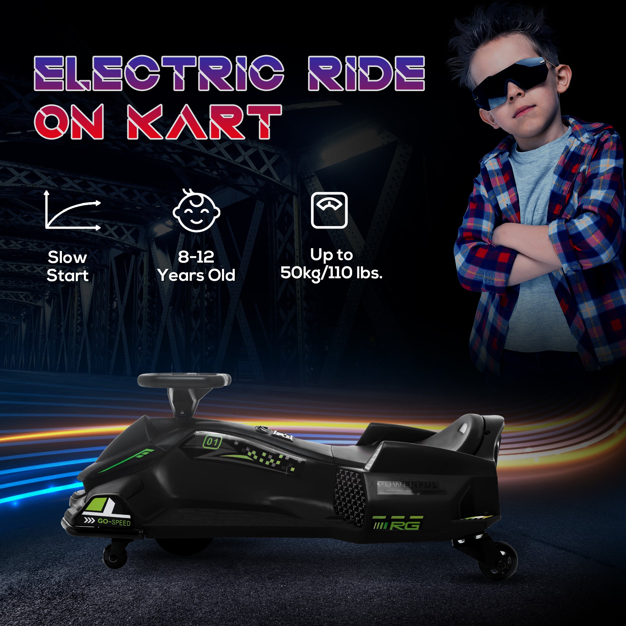 HOMCOM 12V Kids Electric Go-Kart - Black