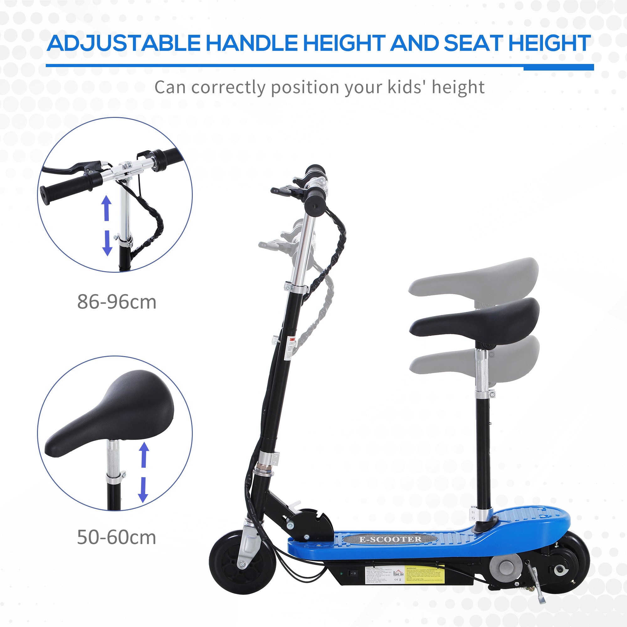HOMCOM Kids Electric Scooter with Seat & Brakes