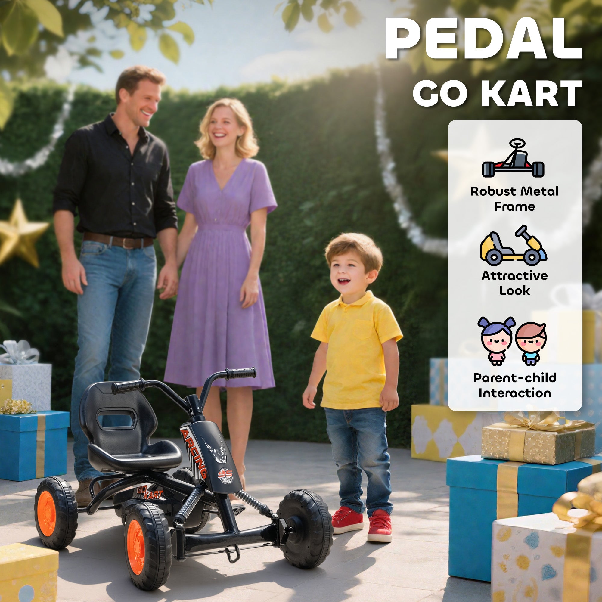 AIYAPLAY Kids Pedal Go Kart Steel Frame