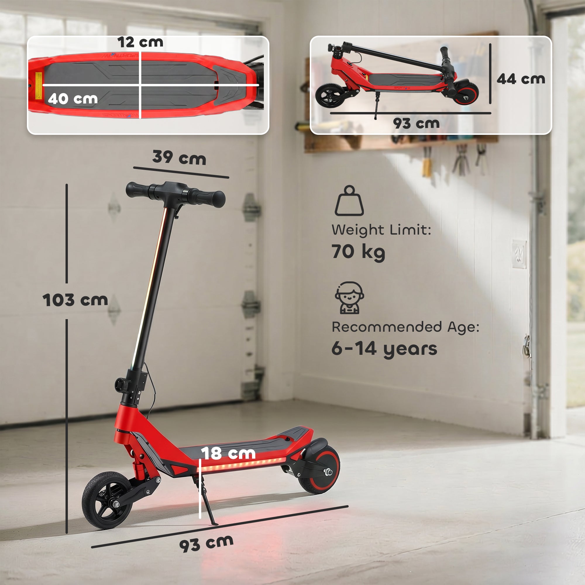 SPORTNOW Kids Foldable Electric Scooter with LED Display