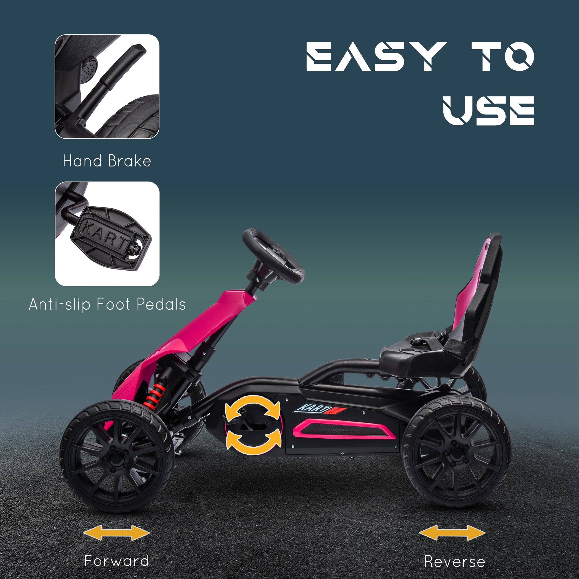 HOMCOM Kids Go Kart Adjustable Seat Handbrake