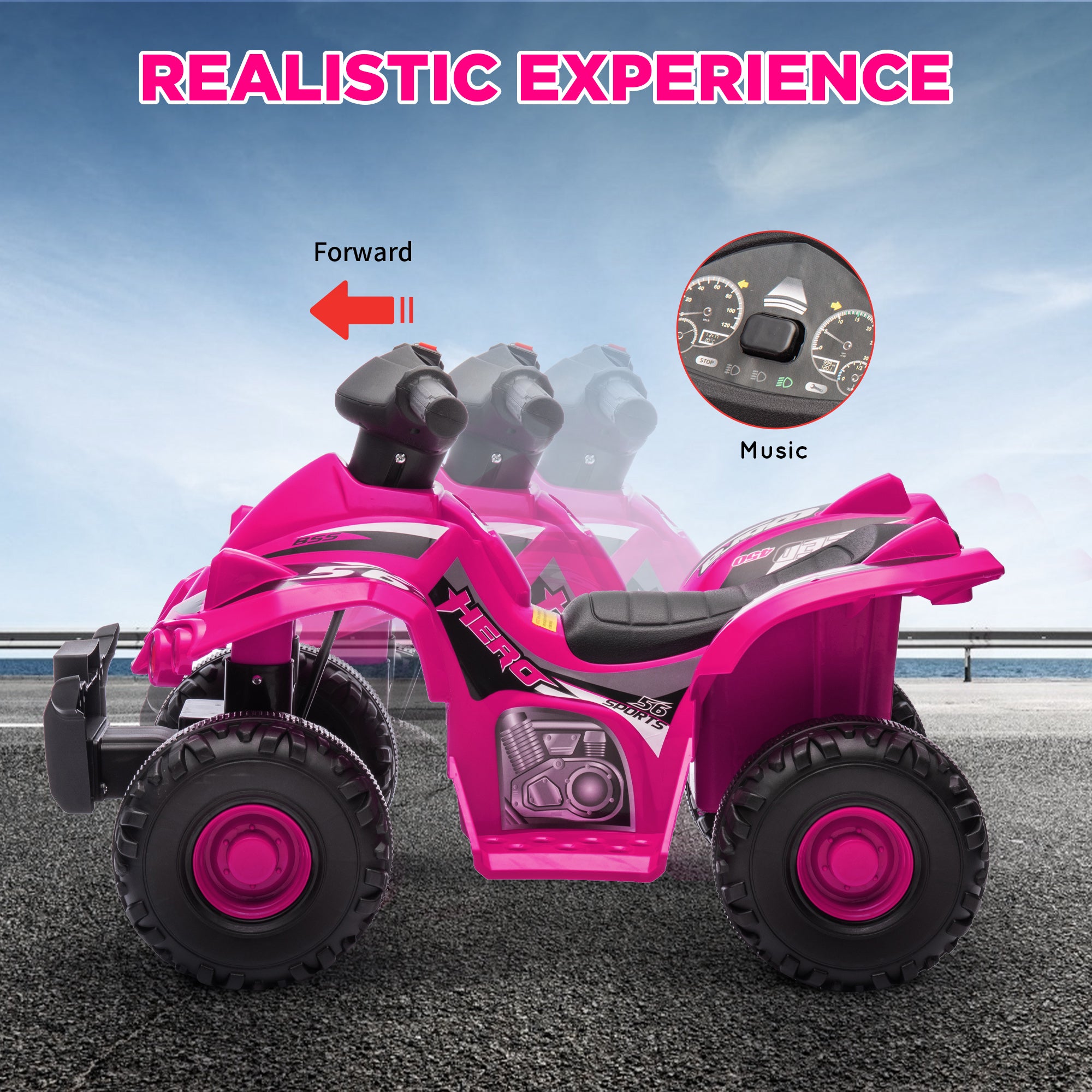 AIYAPLAY 6V Kids Electric Quad Bike - Pink