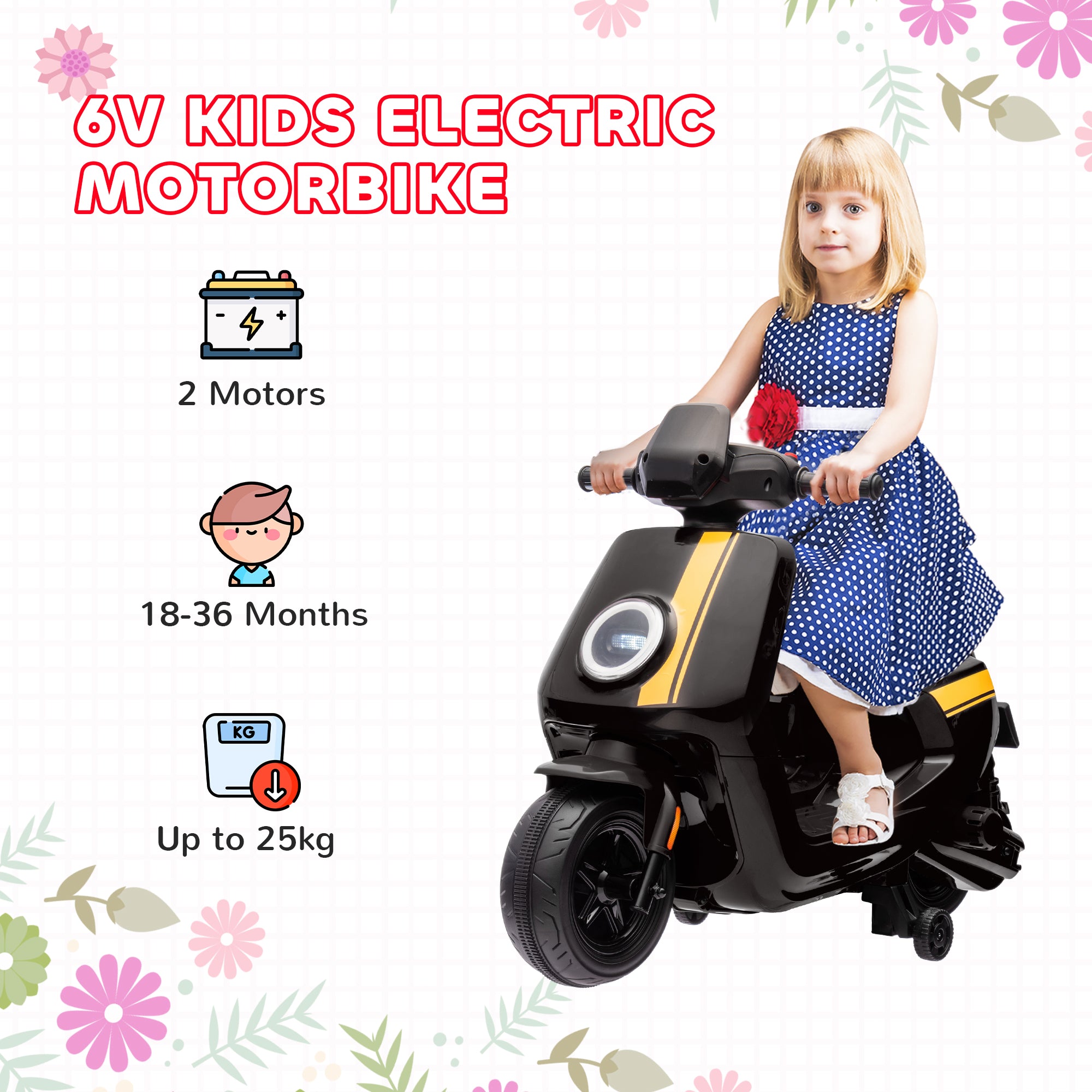 AIYAPLAY 6V Toddler Electric Motorbike