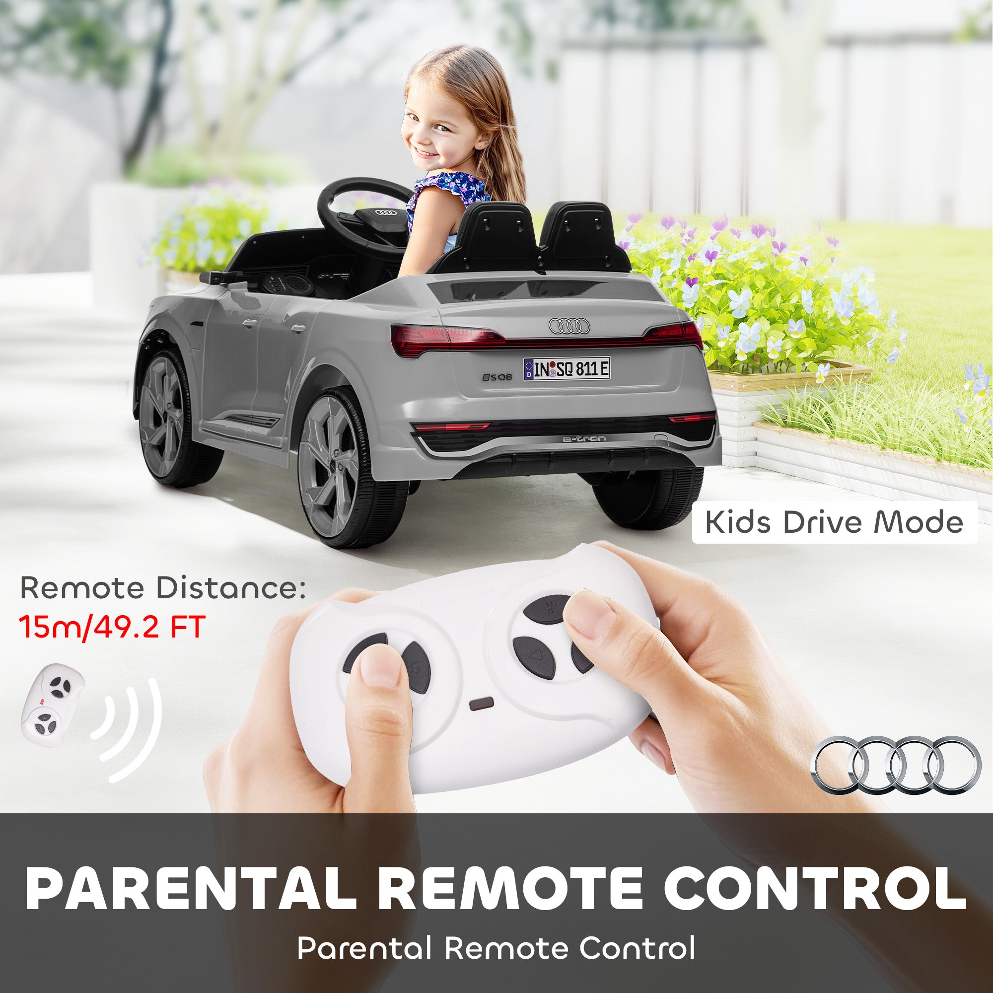 AIYAPLAY Audi Q8 e-tron Sportback 12V Kids Ride-On Car - Grey